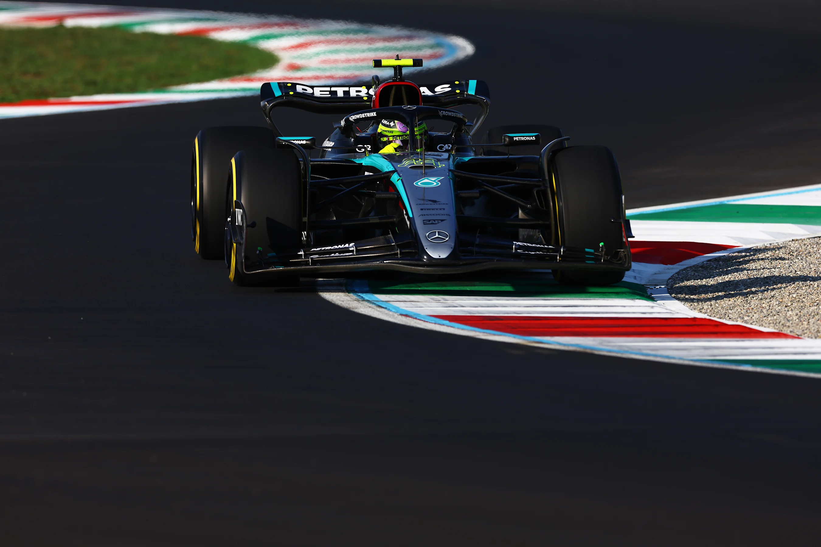 MONZA, ITALY - AUGUST 30: Lewis Hamilton of Great Britain driving the (44) Mercedes AMG Petronas F1