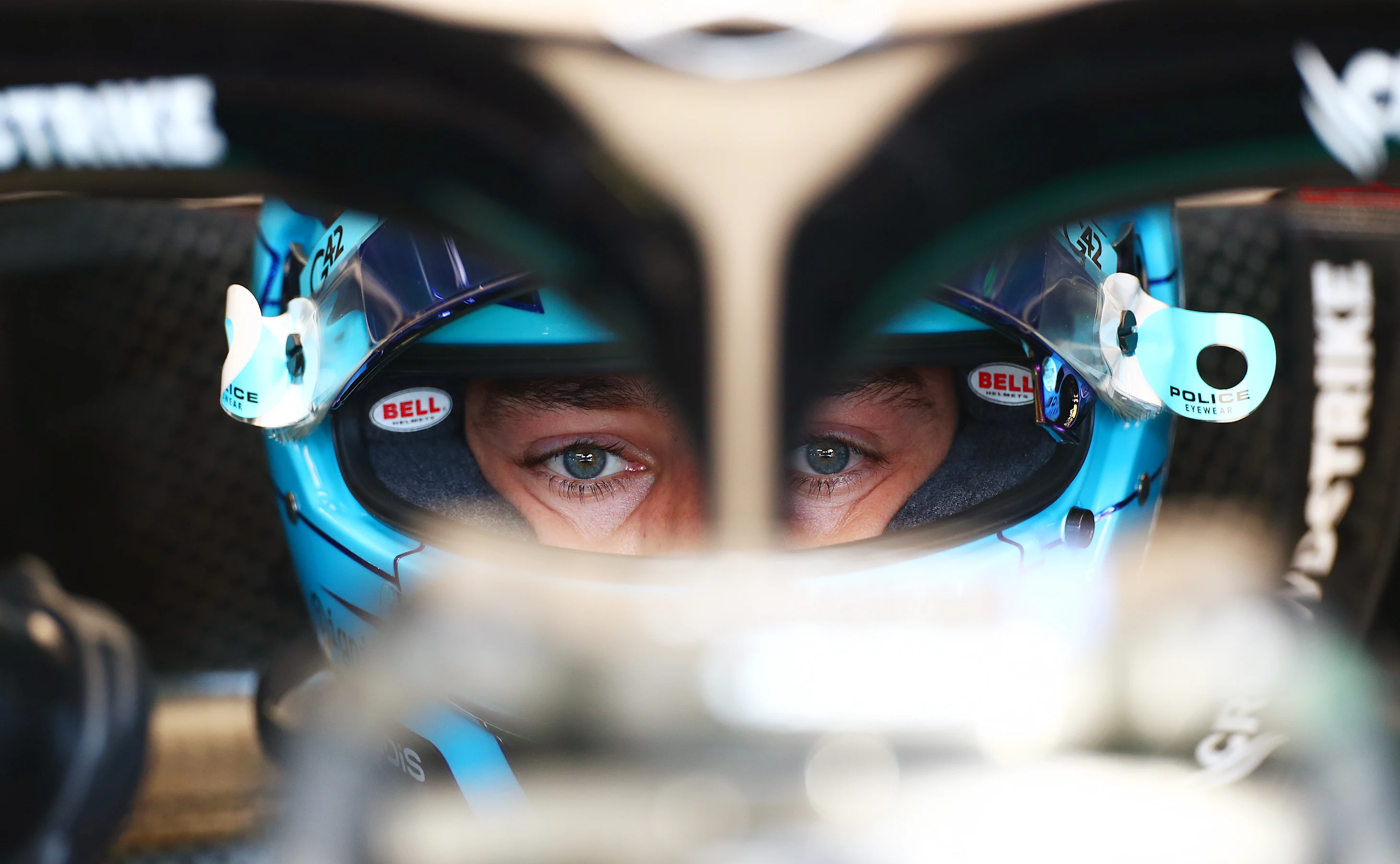 MONZA, ITALY - AUGUST 30: George Russell of Great Britain driving the (63) Mercedes AMG Petronas F1