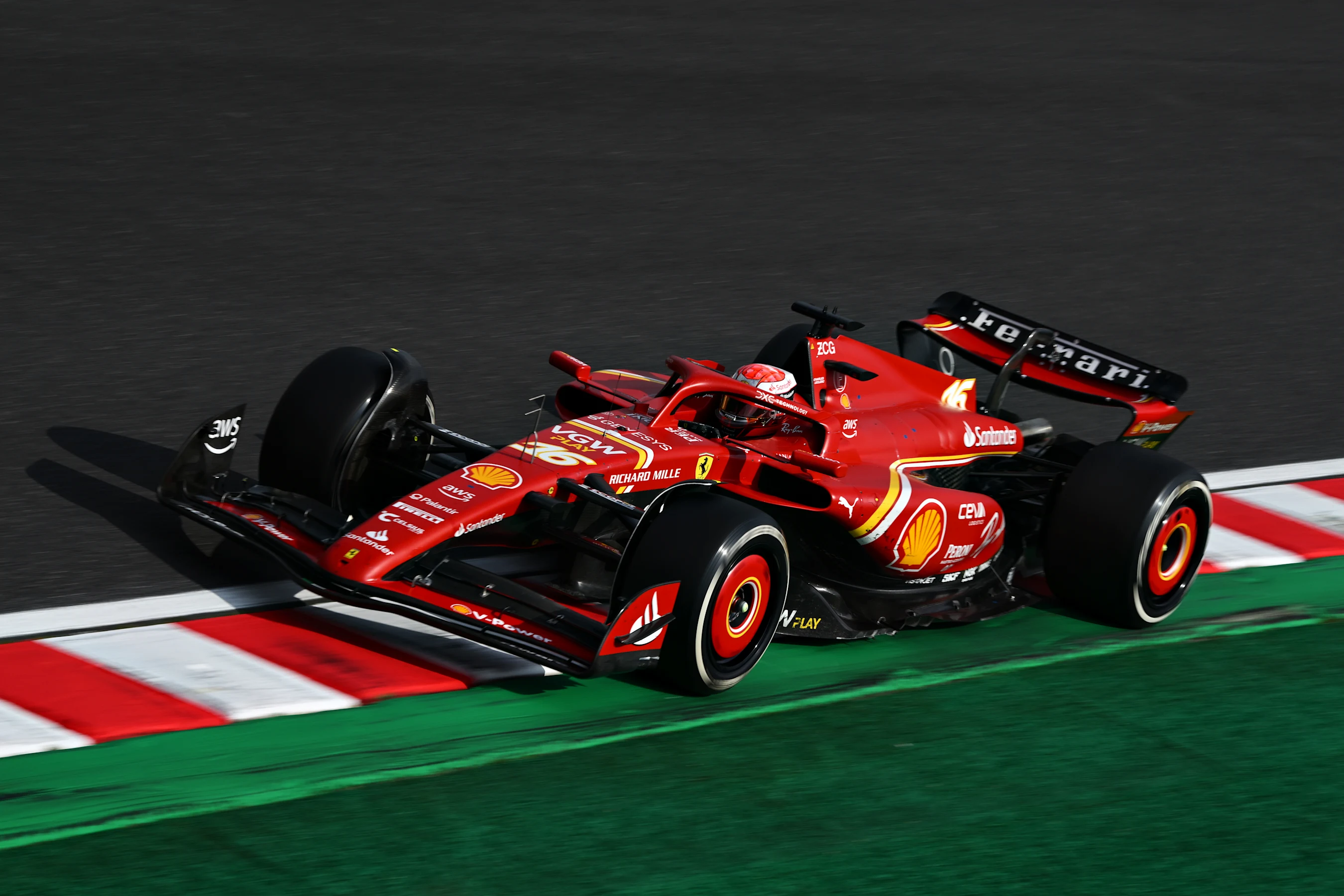 SUZUKA, JAPAN - APRIL 07: Charles Leclerc of Monaco driving the (16) Ferrari SF-24 on track during