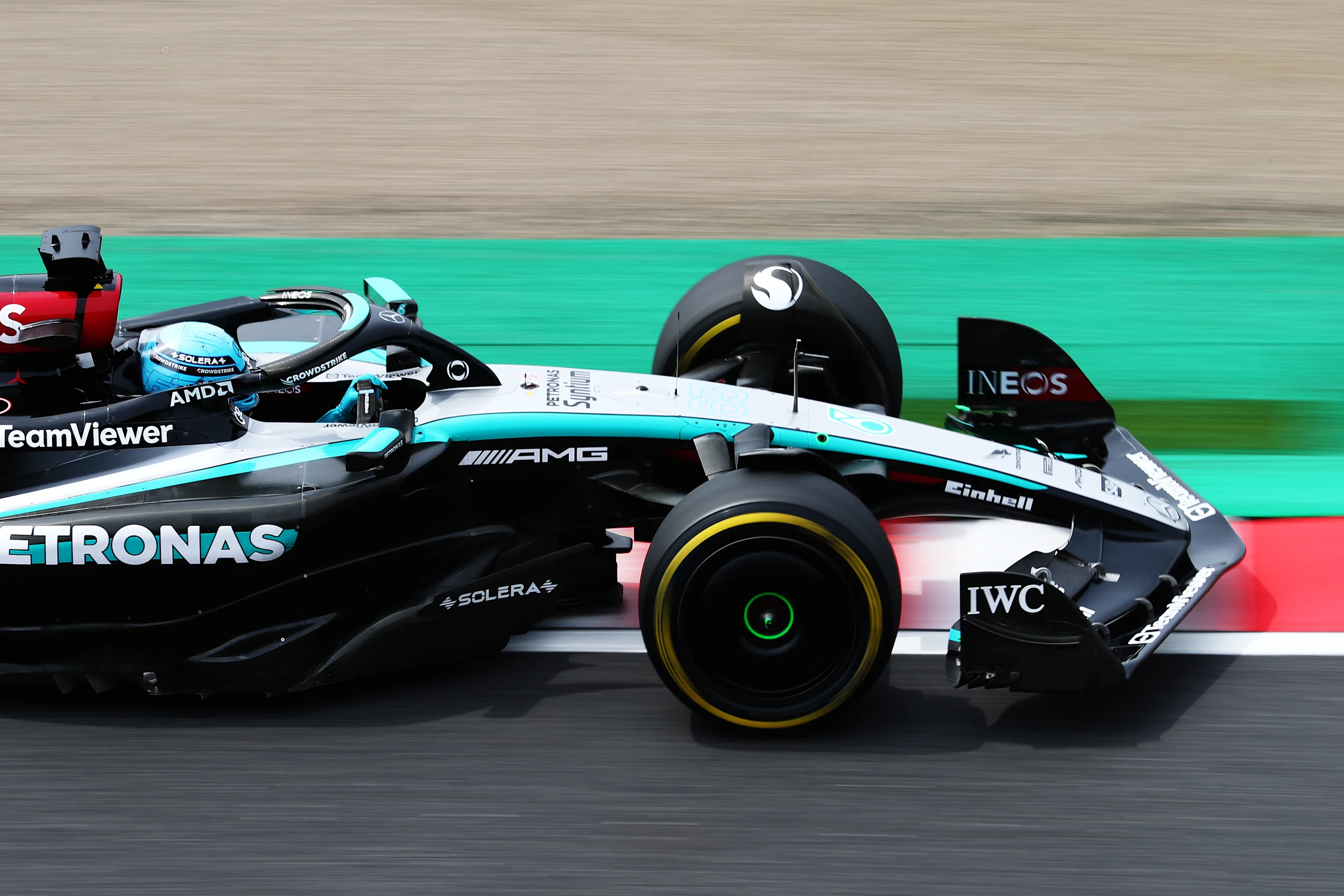 SUZUKA, JAPAN - APRIL 06: George Russell of Great Britain driving the (63) Mercedes AMG Petronas F1