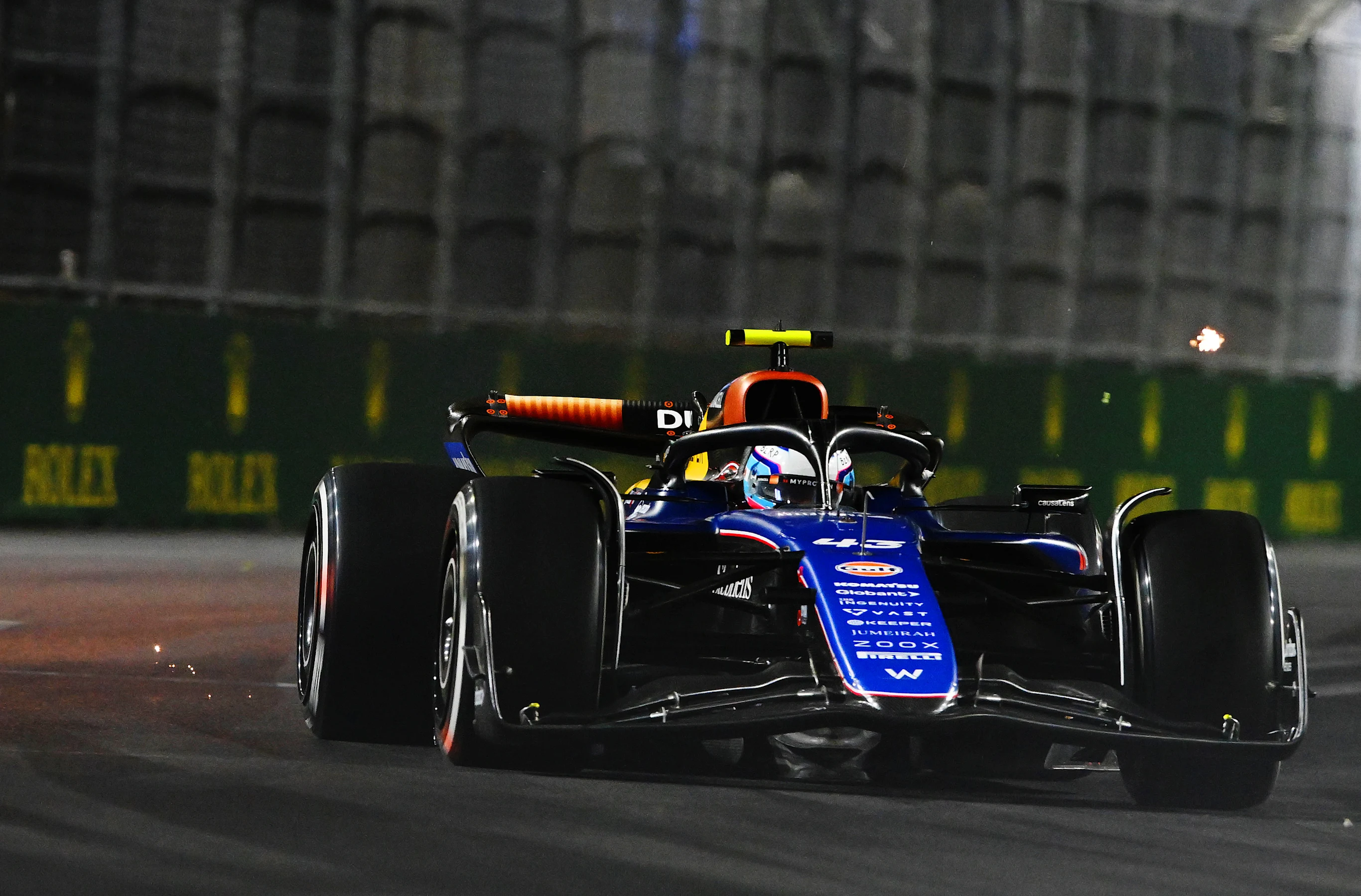 LAS VEGAS, NEVADA - NOVEMBER 23: Franco Colapinto of Argentina driving the (43) Williams FW46