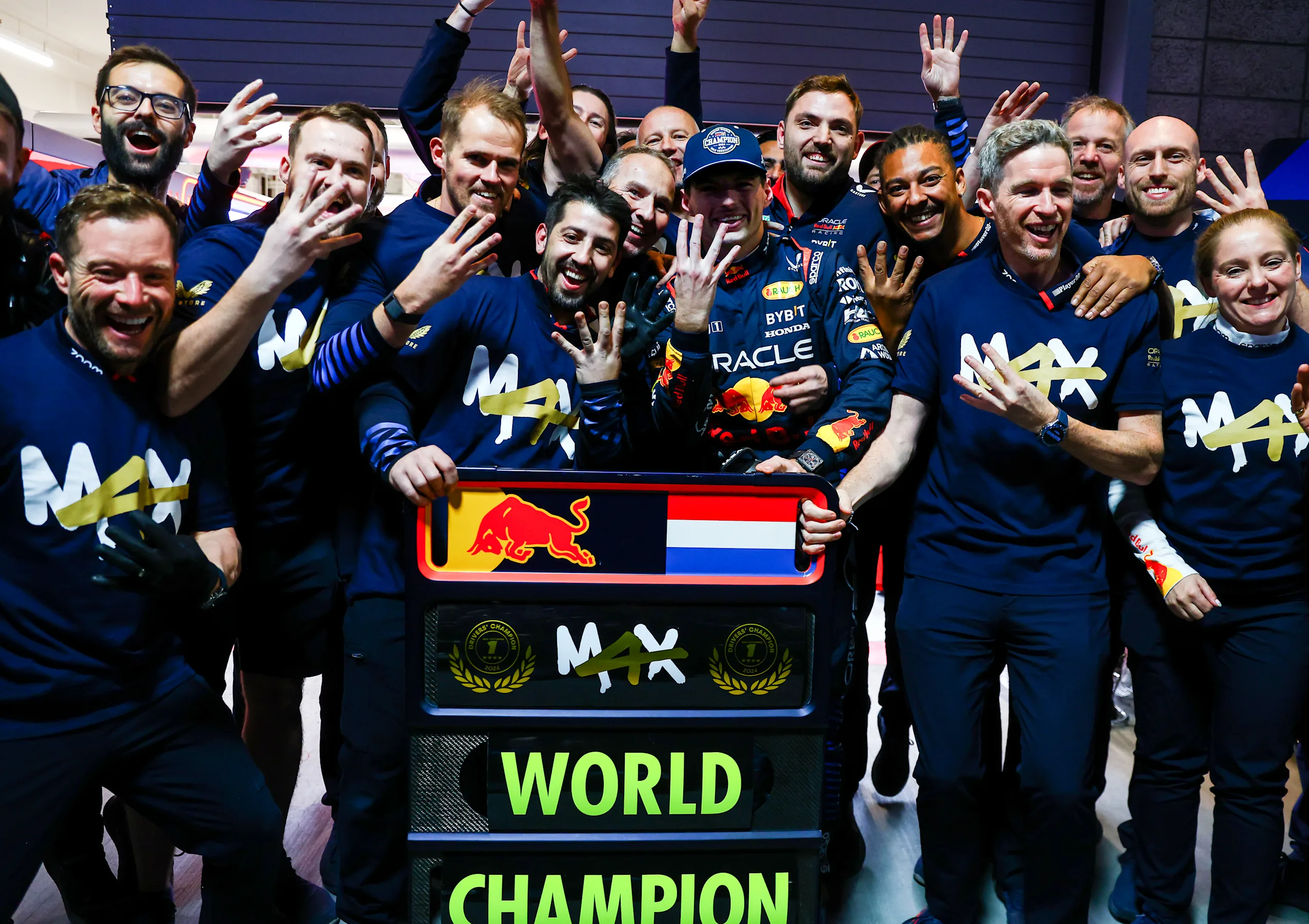 LAS VEGAS, NEVADA - NOVEMBER 23: 2024 F1 World Drivers Champion Max Verstappen of the Netherlands
