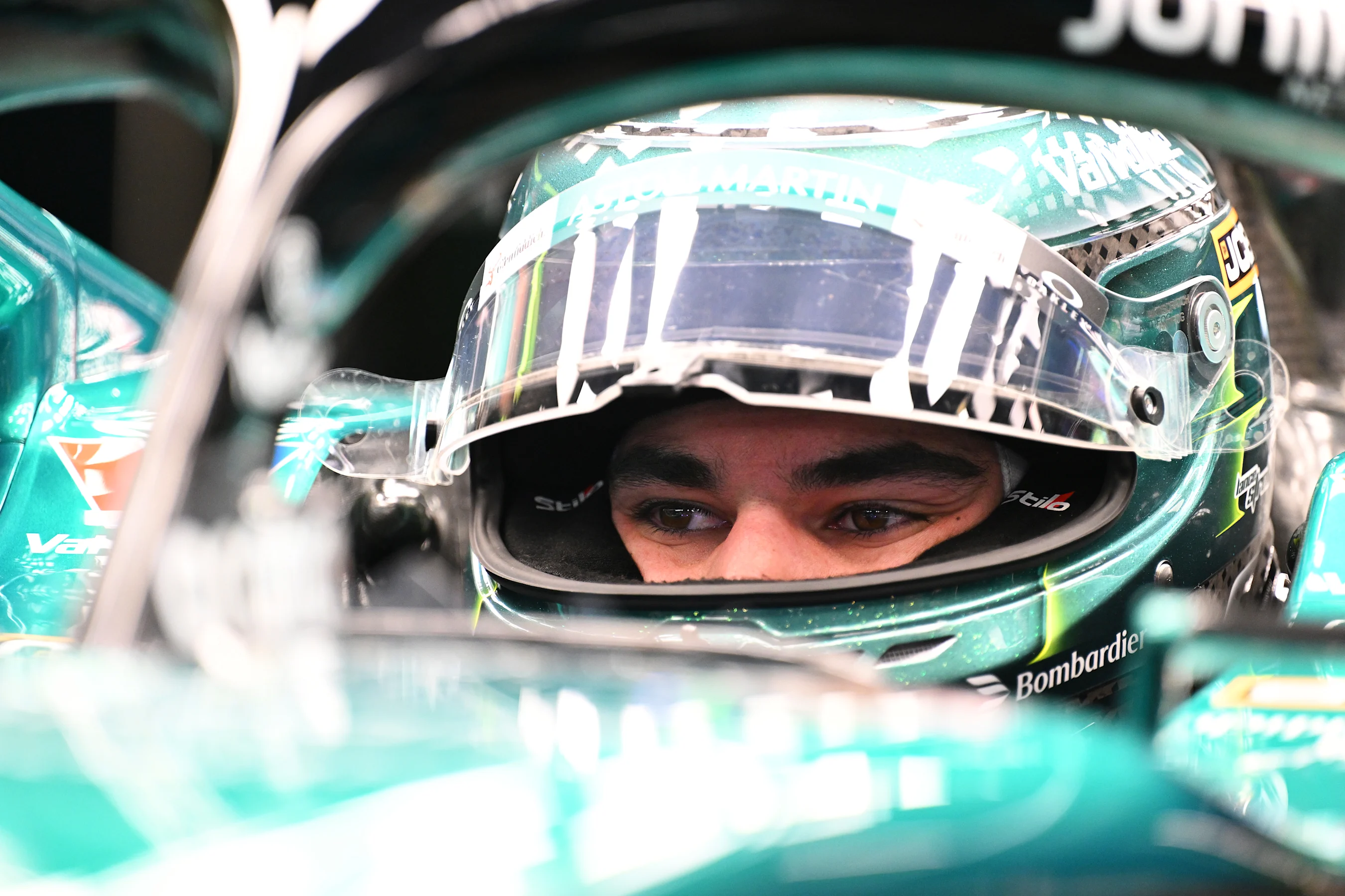 LAS VEGAS, NEVADA - NOVEMBER 21: Lance Stroll of Canada and Aston Martin F1 Team prepares to drive