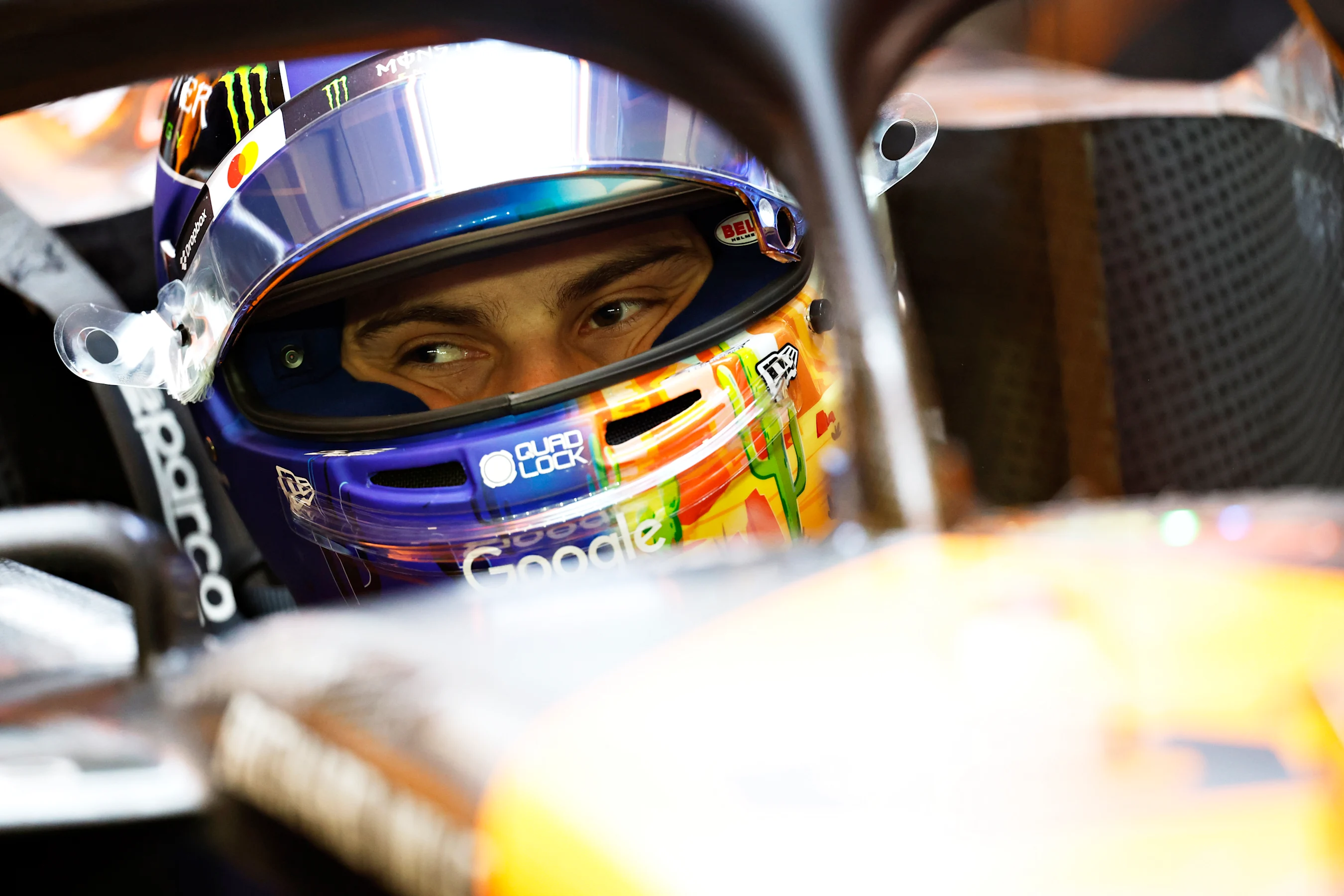 LAS VEGAS, NEVADA - NOVEMBER 21: Oscar Piastri of Australia and McLaren prepares to drive in the