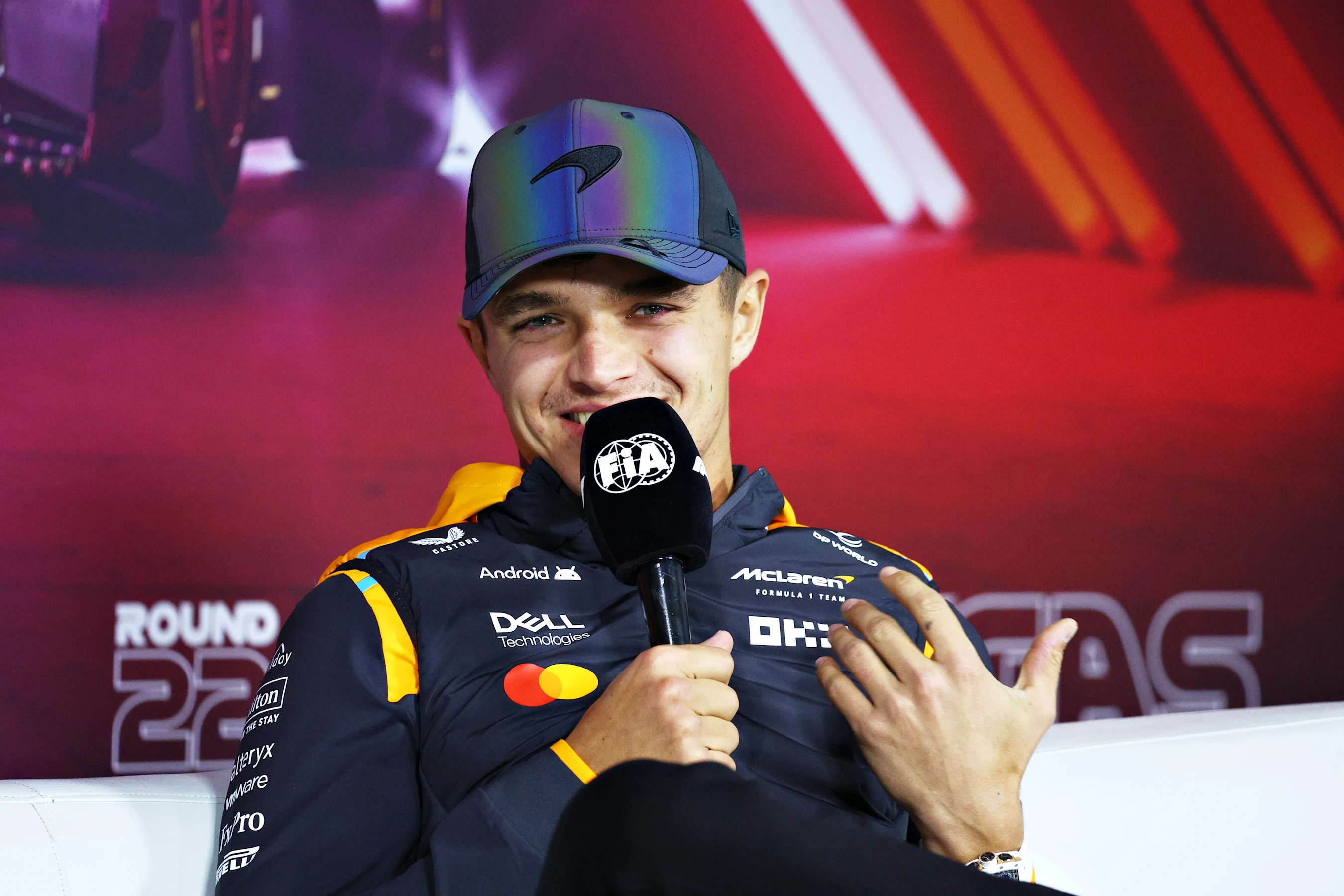 LAS VEGAS, NEVADA - NOVEMBER 20: Lando Norris of Great Britain and McLaren attends the Drivers