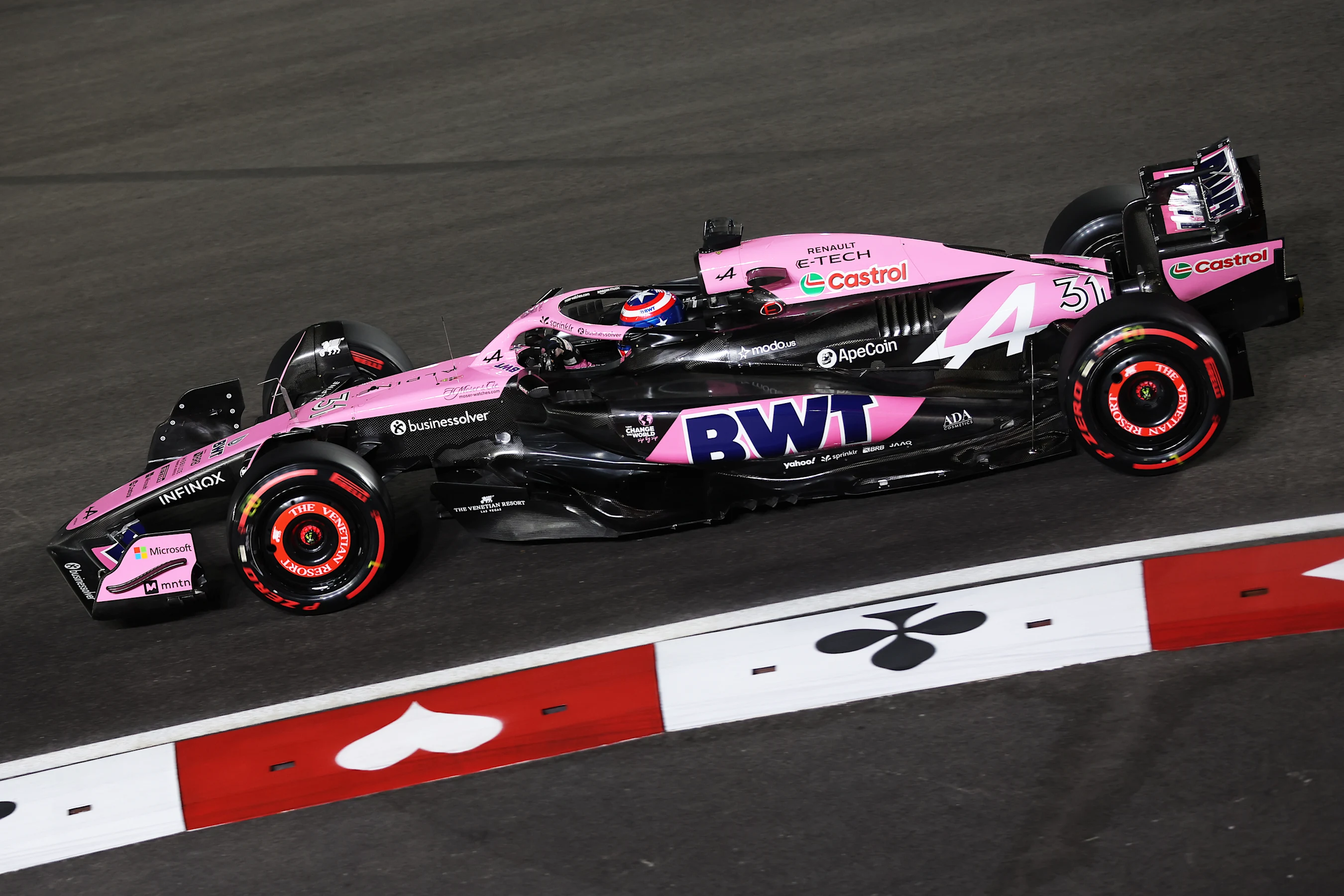 LAS VEGAS, NEVADA - NOVEMBER 22: Esteban Ocon of France driving the (31) Alpine F1 A524 Renault on