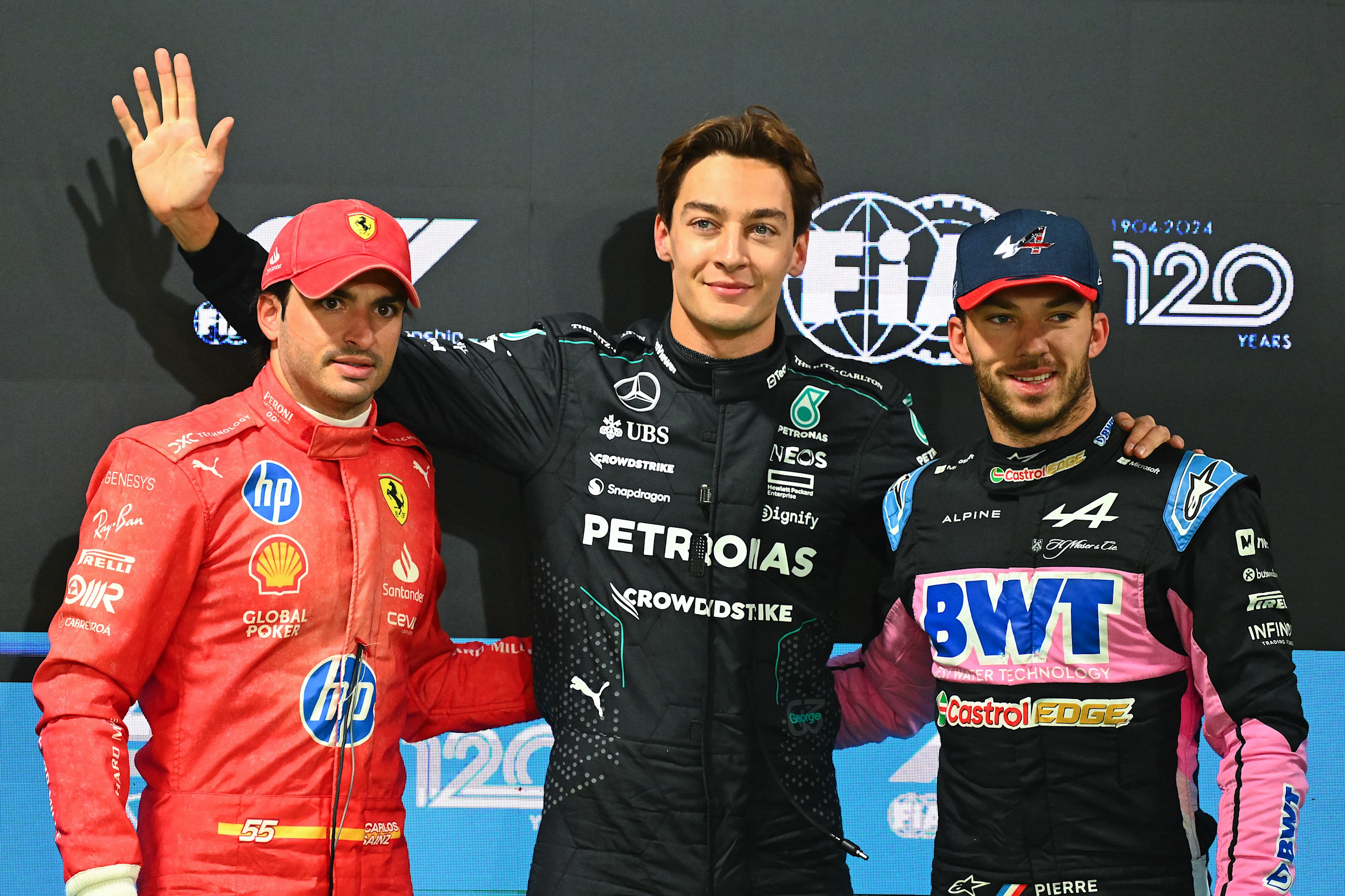 LAS VEGAS, NEVADA - NOVEMBER 22: Pole position qualifier George Russell of Great Britain and