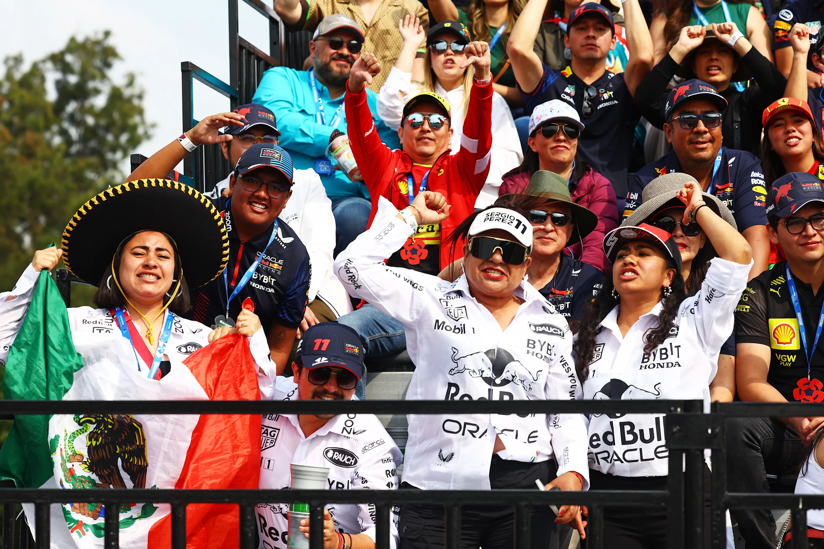 MEXICO CITY, MEXICO - OCTOBER 27: Fans show their support in the stands during the F1 Grand Prix of