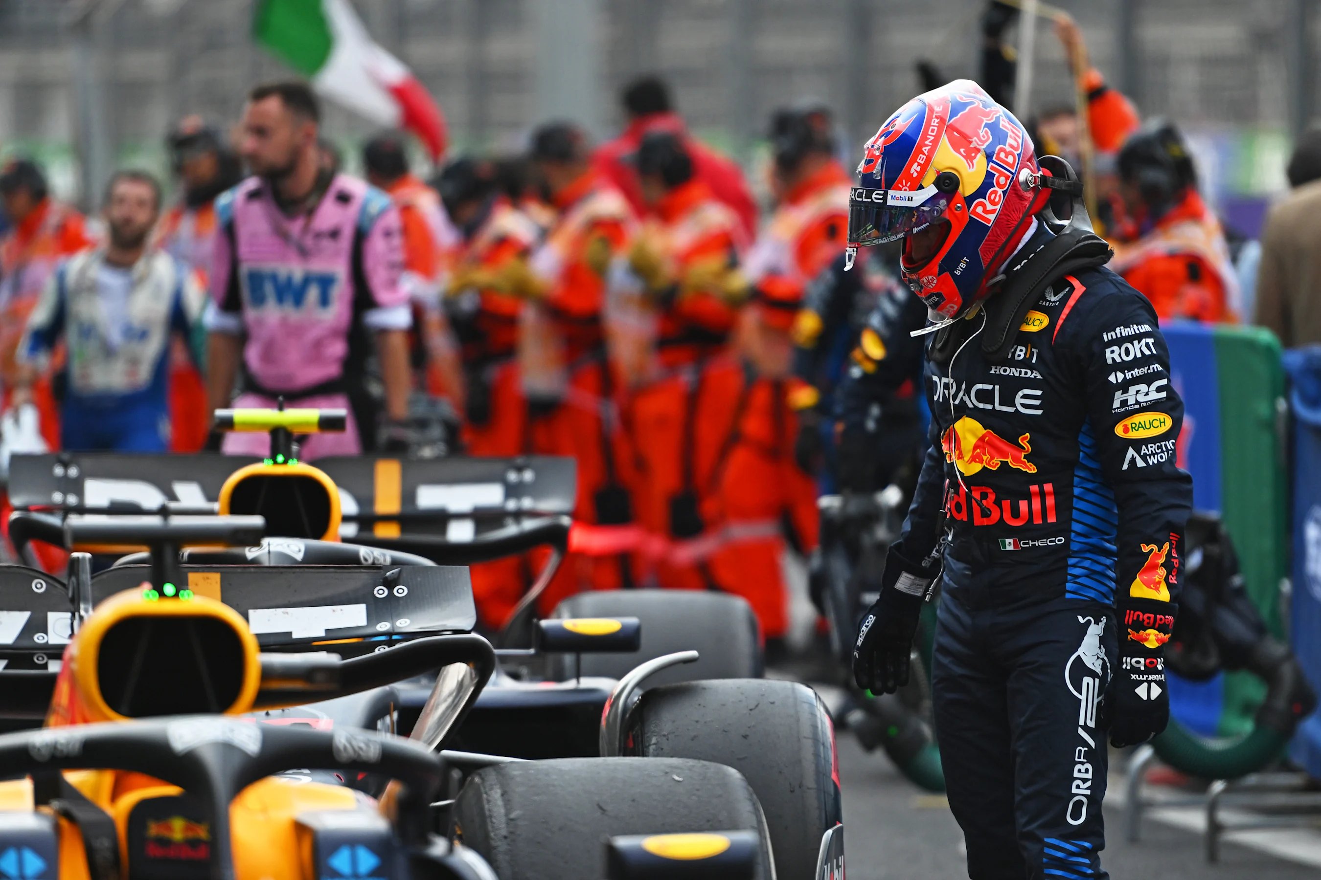 MEXICO CITY, MEXICO - OCTOBER 27: 17th placed Sergio Perez of Mexico and Oracle Red Bull Racing