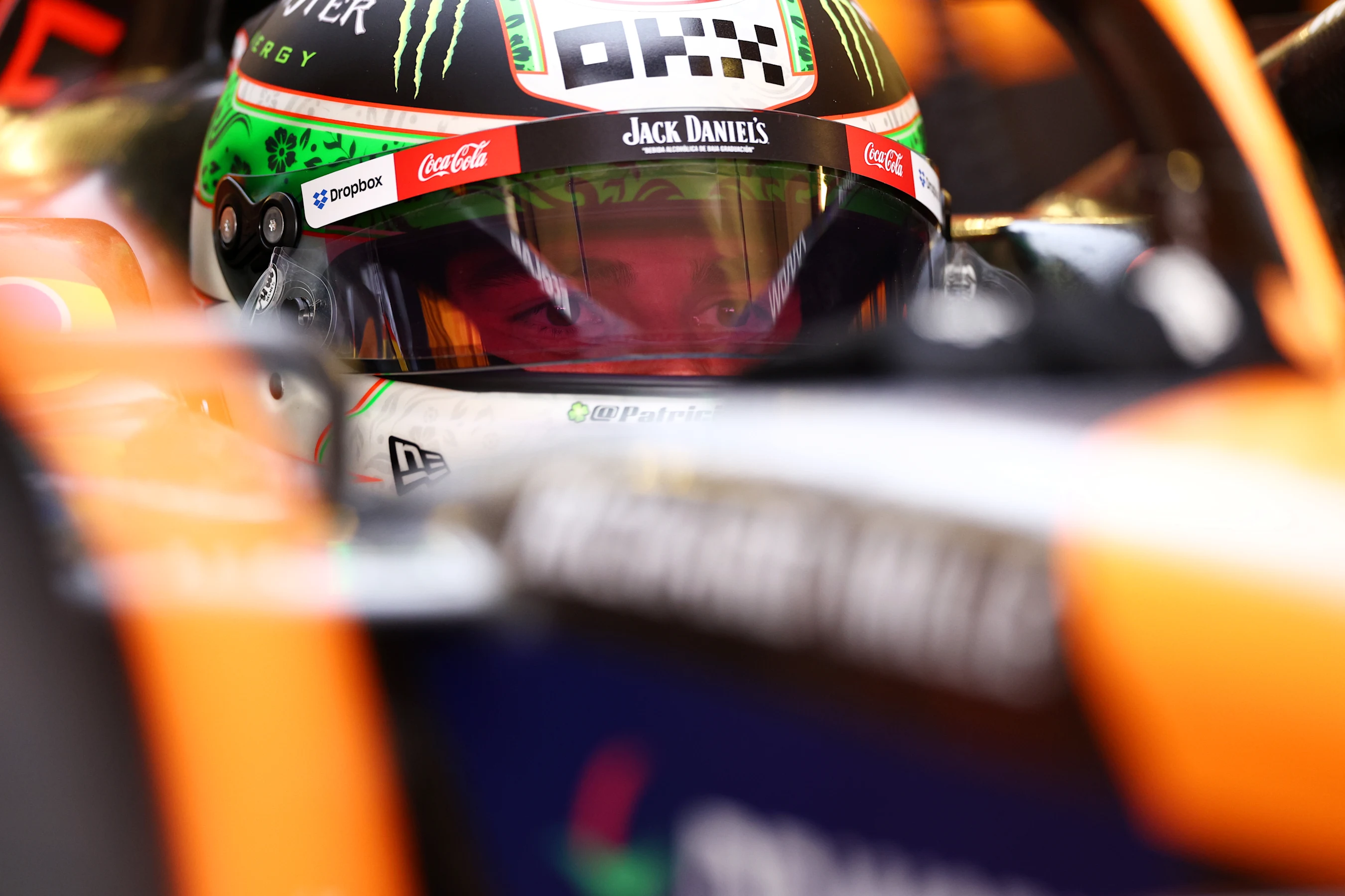 MEXICO CITY, MEXICO - OCTOBER 25: Pato O'Ward of Mexico and McLaren prepares to drive in the garage