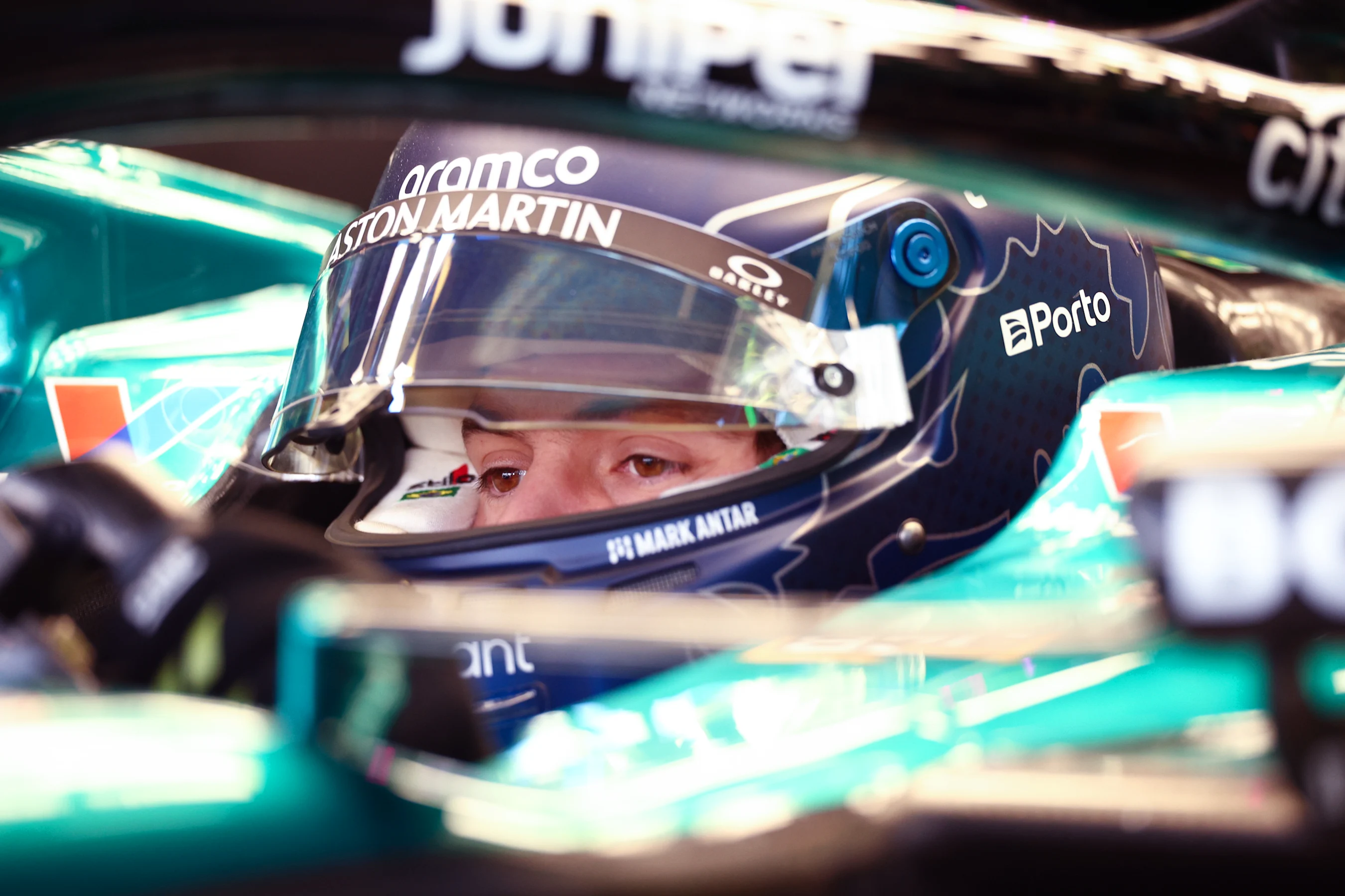 MEXICO CITY, MEXICO - OCTOBER 25: Felipe Drugovich of Brazil and Aston Martin F1 Team prepares to