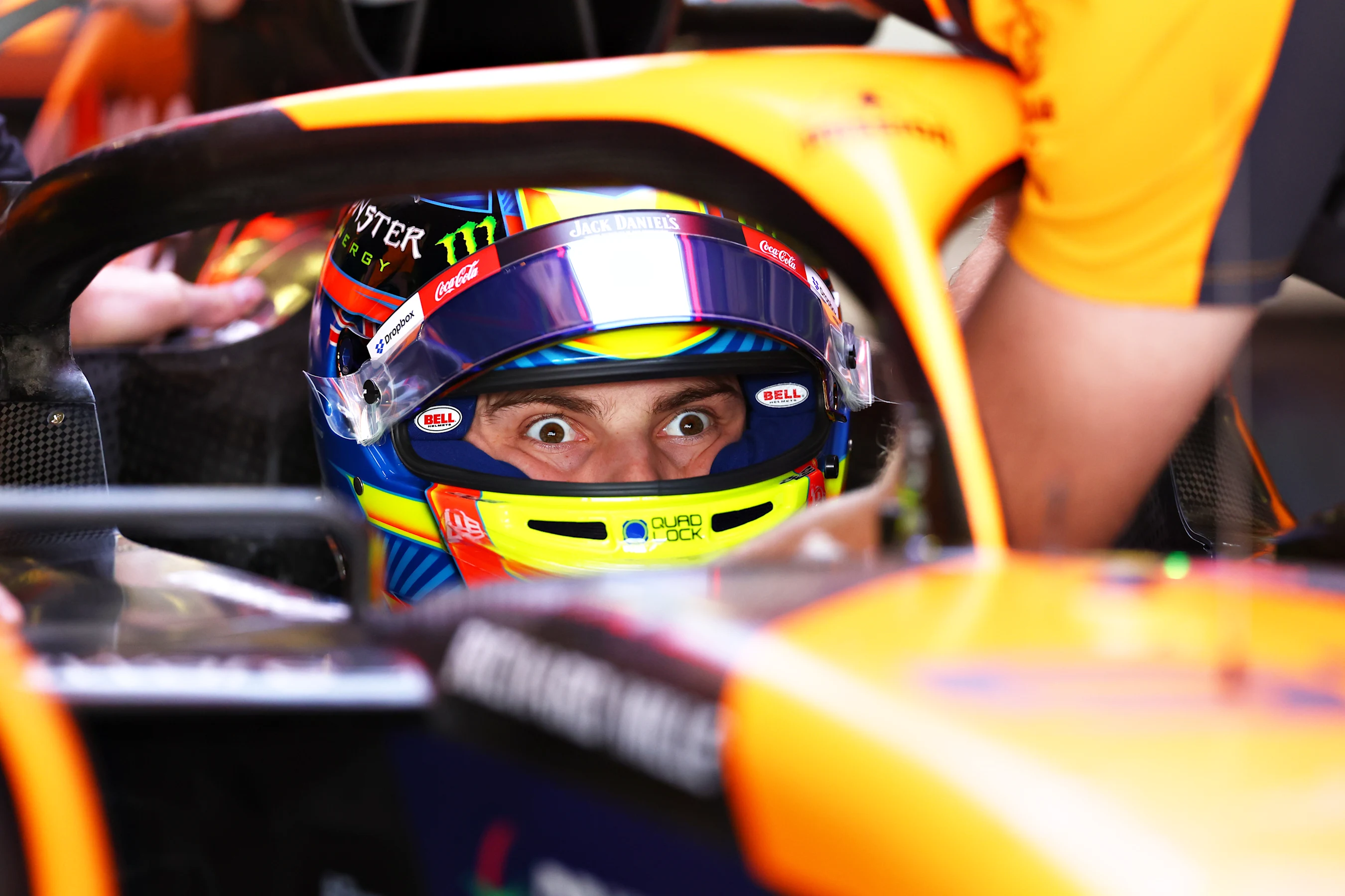 MEXICO CITY, MEXICO - OCTOBER 25: Oscar Piastri of Australia and McLaren prepares to drive in the