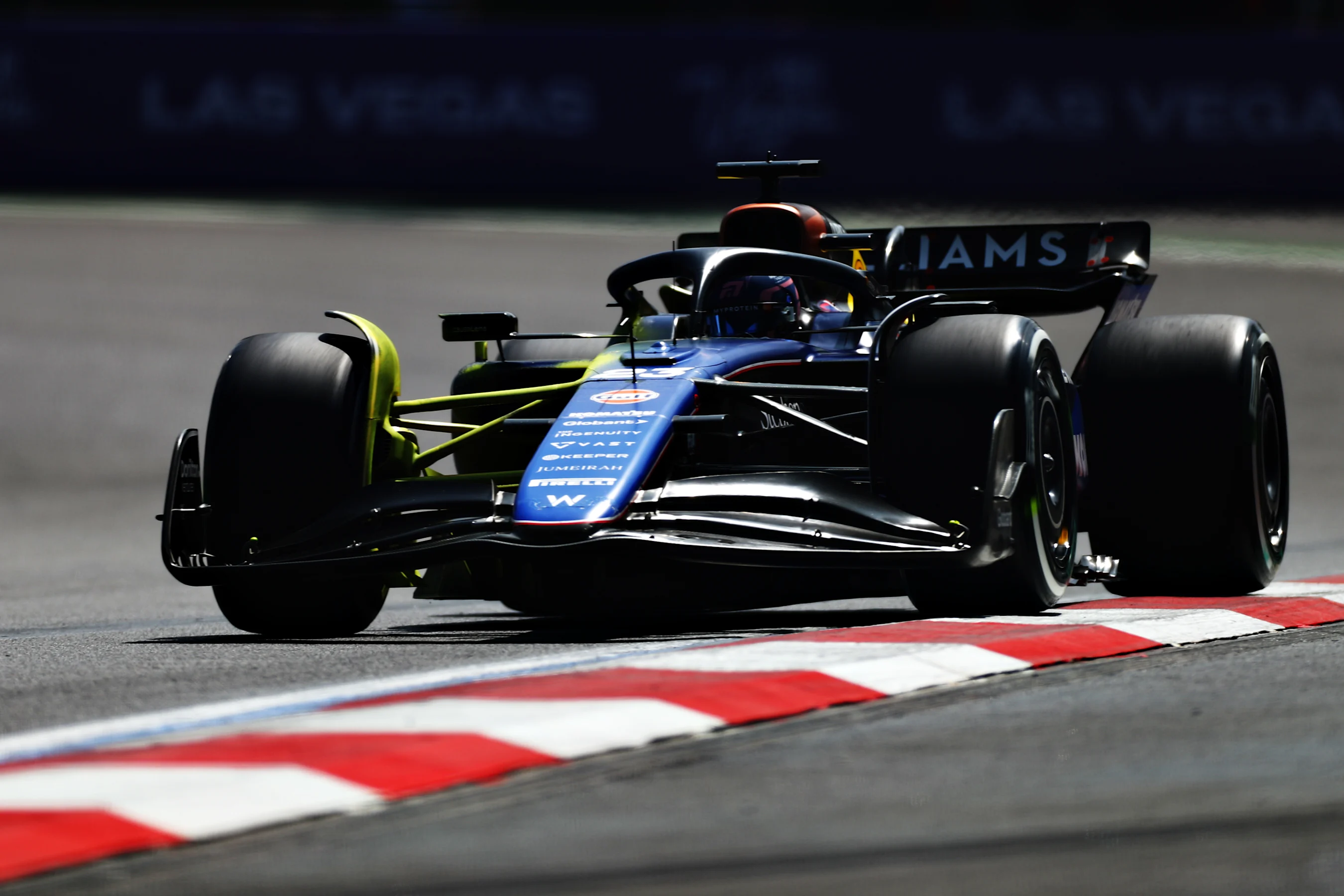 MEXICO CITY, MEXICO - OCTOBER 25: Alexander Albon of Thailand driving the (23) Williams FW46