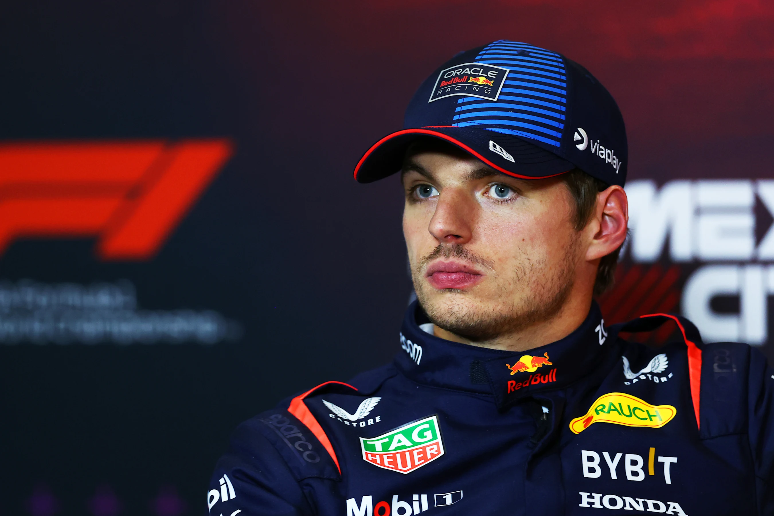 MEXICO CITY, MEXICO - OCTOBER 26: Second placed qualifier Max Verstappen of the Netherlands and