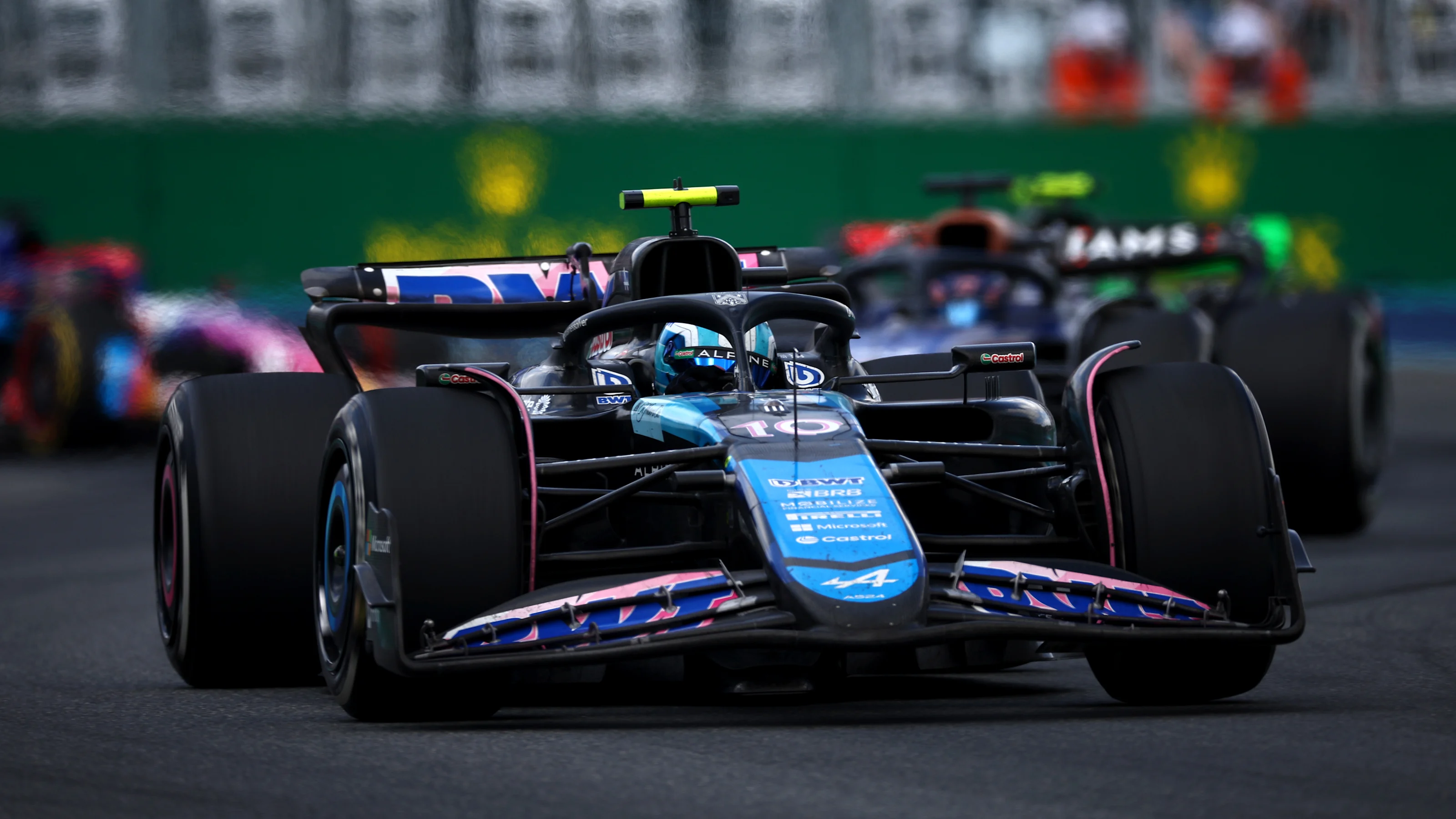 MIAMI, FLORIDA - MAY 05: Pierre Gasly of France driving the (10) Alpine F1 A524 Renault leads