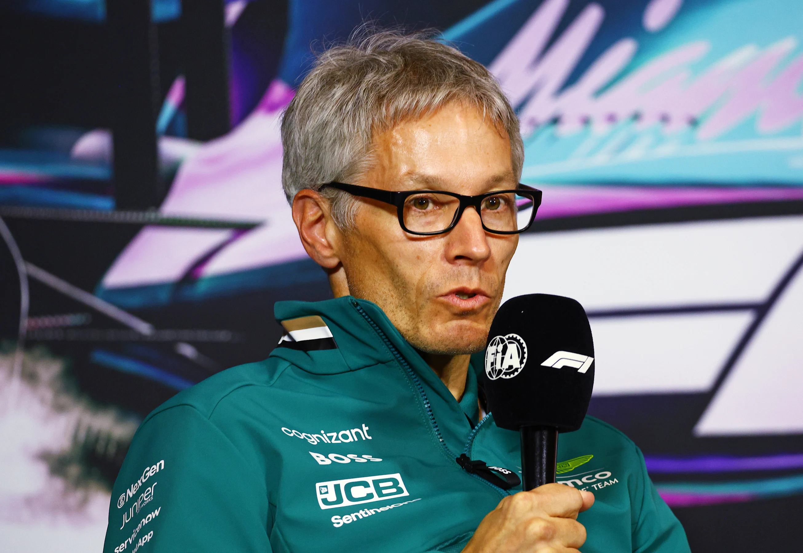 MIAMI, FLORIDA - MAY 03: Mike Krack, Team Principal of the Aston Martin F1 Team attends the Team