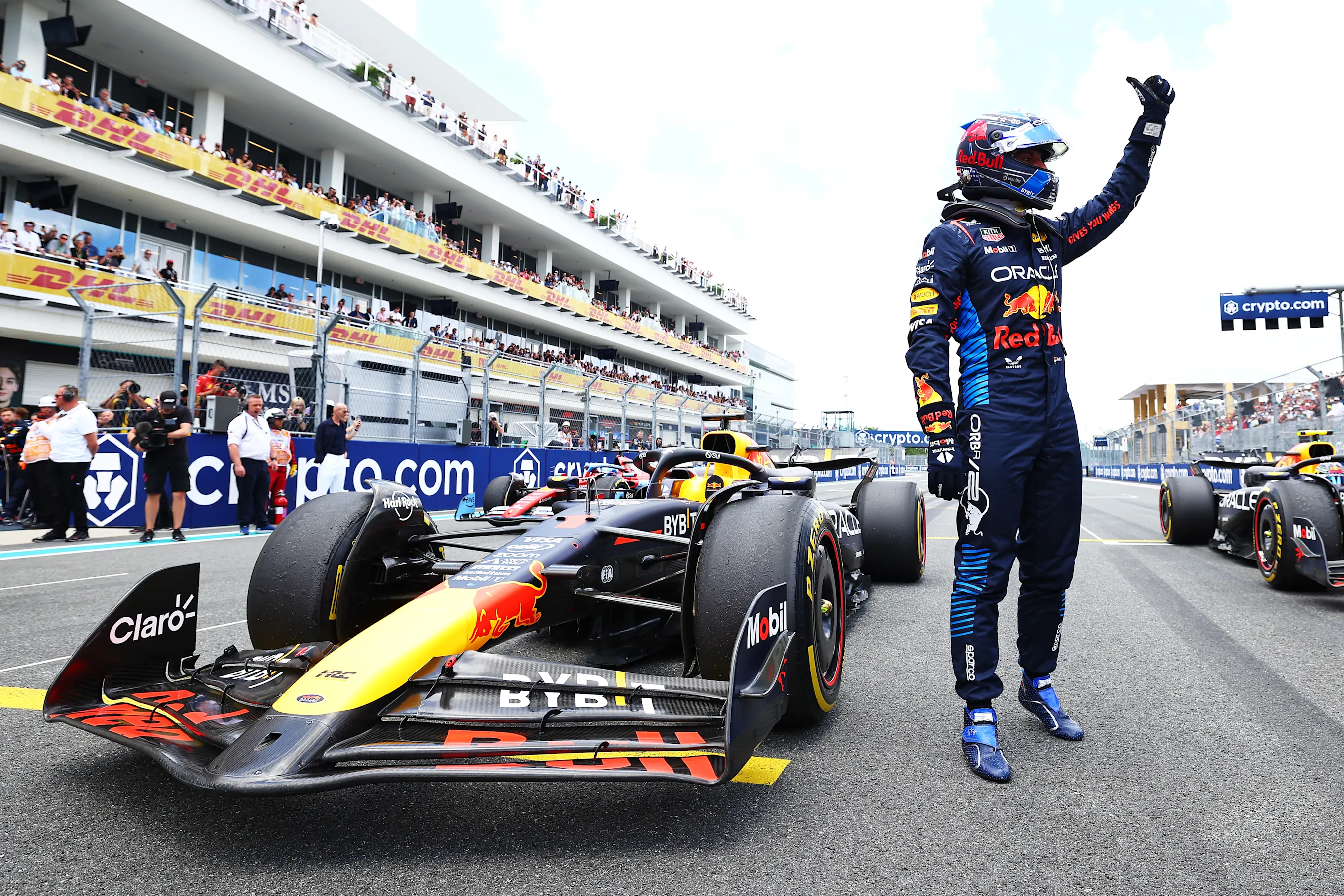 MIAMI, FLORIDA - MAY 04: Sprint winner Max Verstappen of the Netherlands and Oracle Red Bull Racing