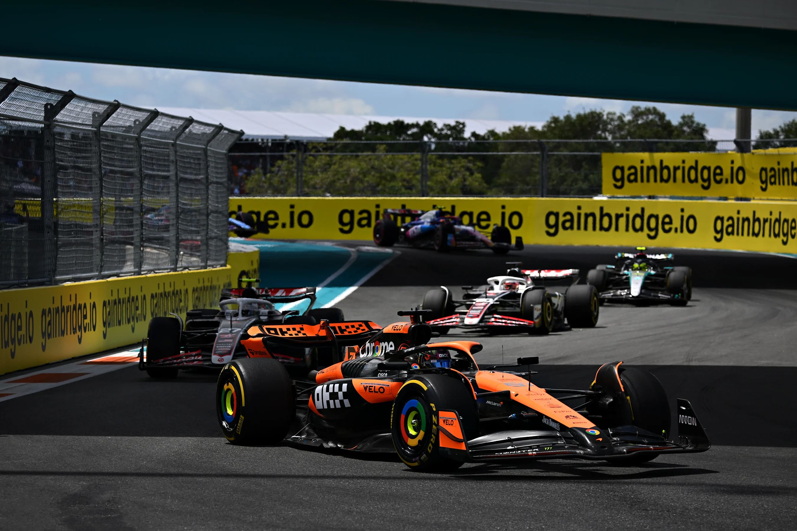 MIAMI, FLORIDA - MAY 04: Oscar Piastri of Australia driving the (81) McLaren MCL38 Mercedes on