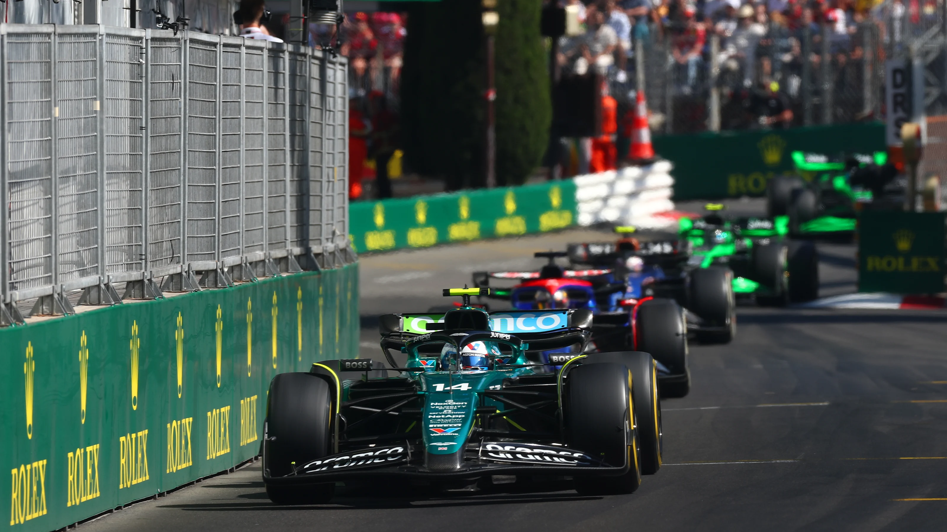MONTE-CARLO, MONACO - MAY 26: Fernando Alonso of Spain driving the (14) Aston Martin AMR24 Mercedes