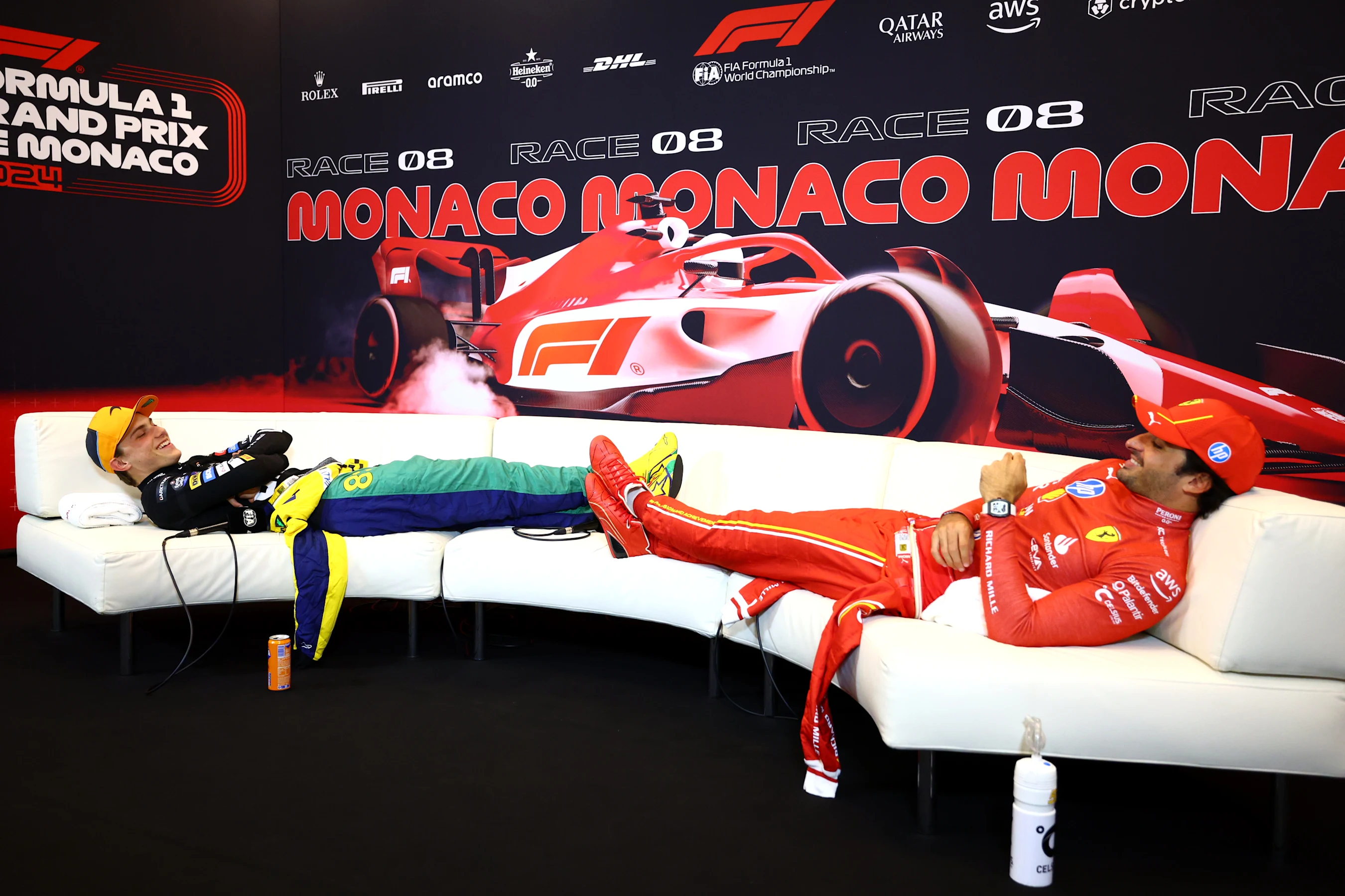 MONTE-CARLO, MONACO - MAY 26: Second placed Oscar Piastri of Australia and McLaren and Third placed