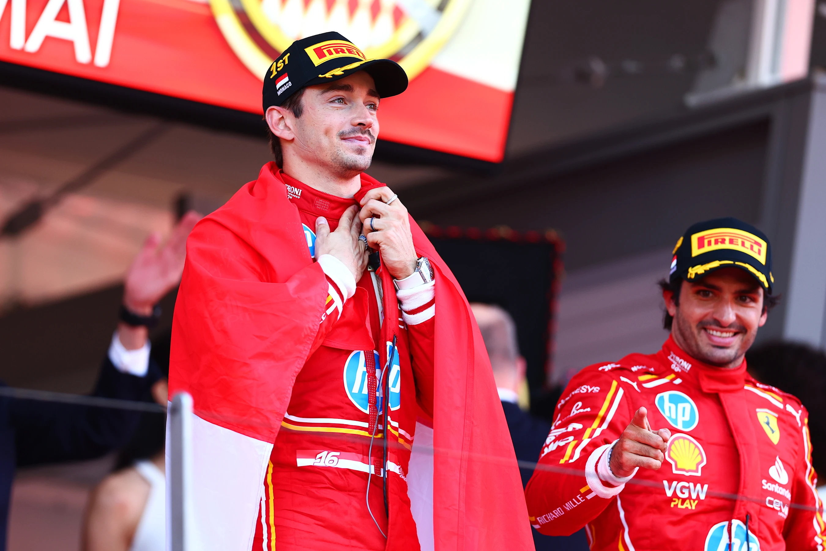 MONTE-CARLO, MONACO - MAY 26: Race winner Charles Leclerc of Monaco and Ferrari celebrates on the