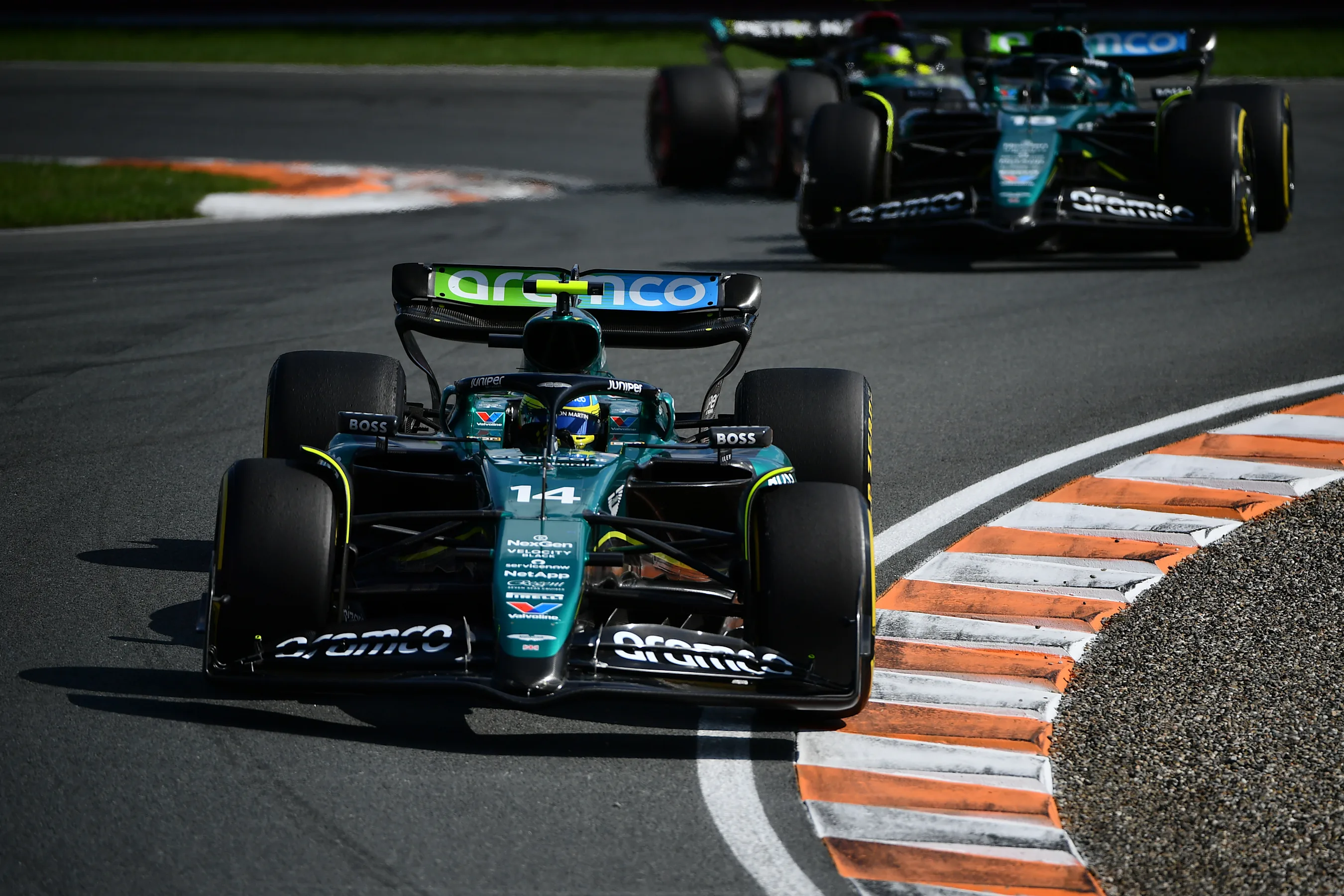 ZANDVOORT, NETHERLANDS - AUGUST 25: Fernando Alonso of Spain driving the (14) Aston Martin AMR24
