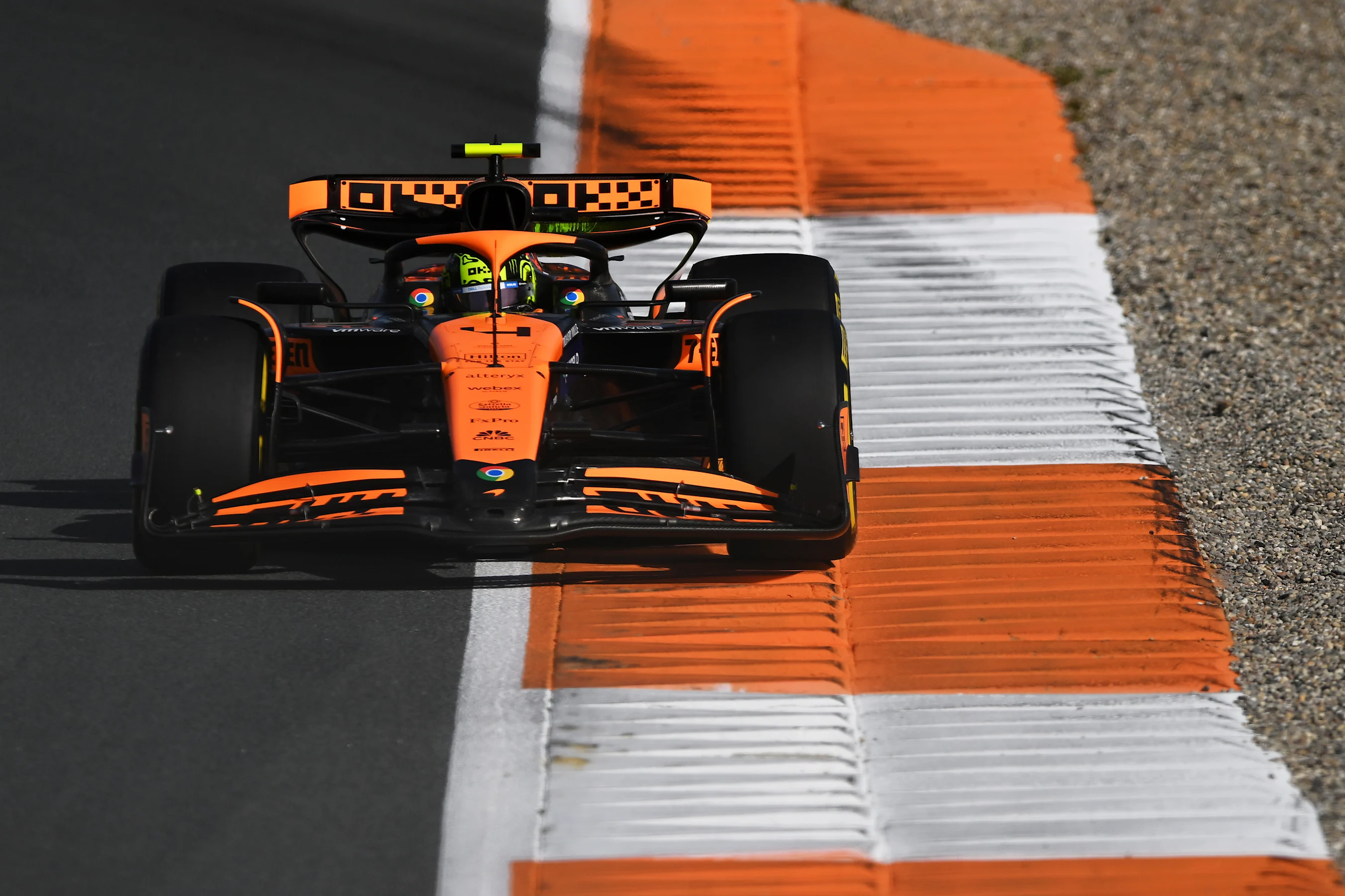 ZANDVOORT, NETHERLANDS - AUGUST 23: Lando Norris of Great Britain driving the (4) McLaren MCL38