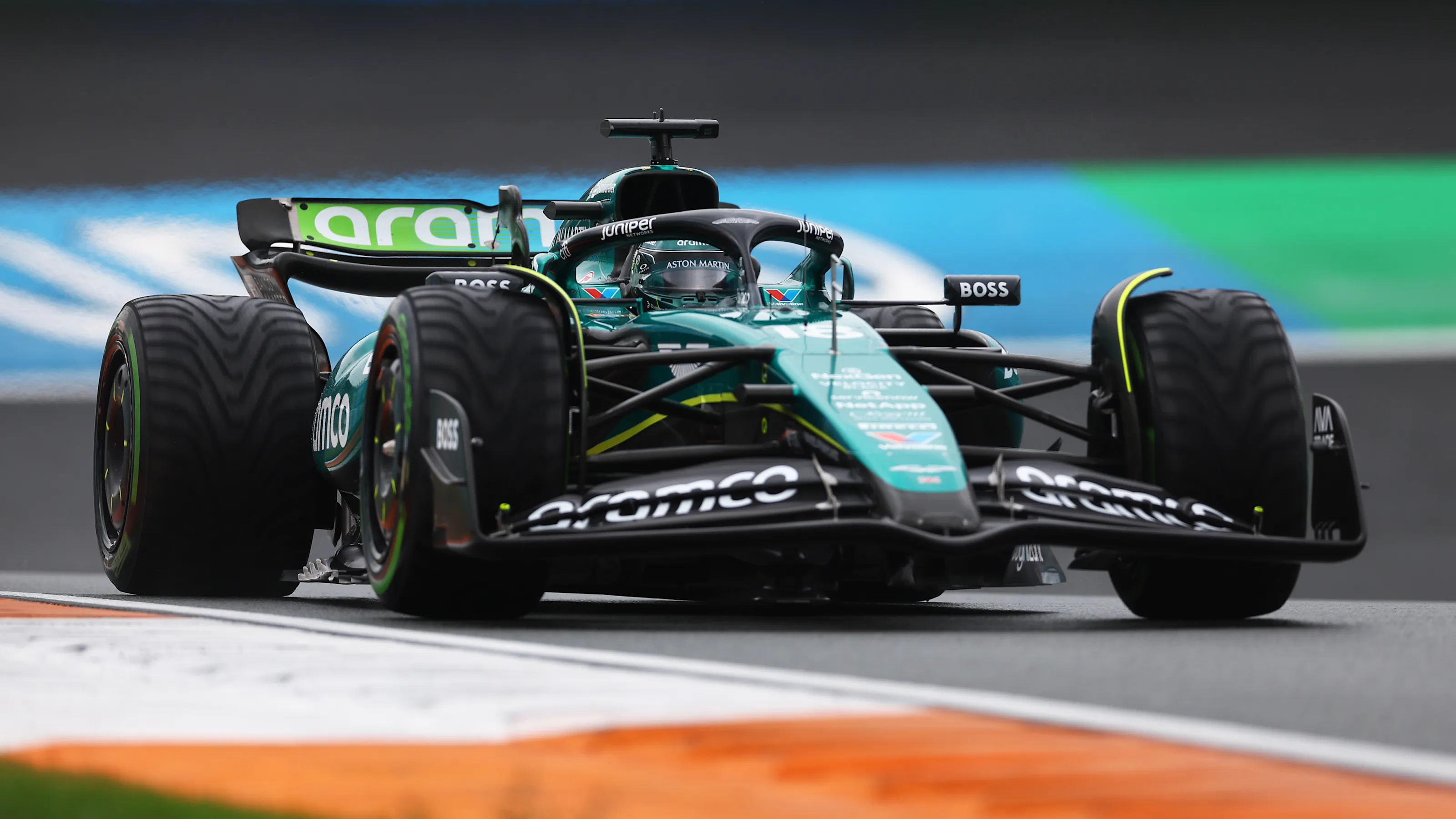 ZANDVOORT, NETHERLANDS - AUGUST 24: Lance Stroll of Canada driving the (18) Aston Martin AMR24