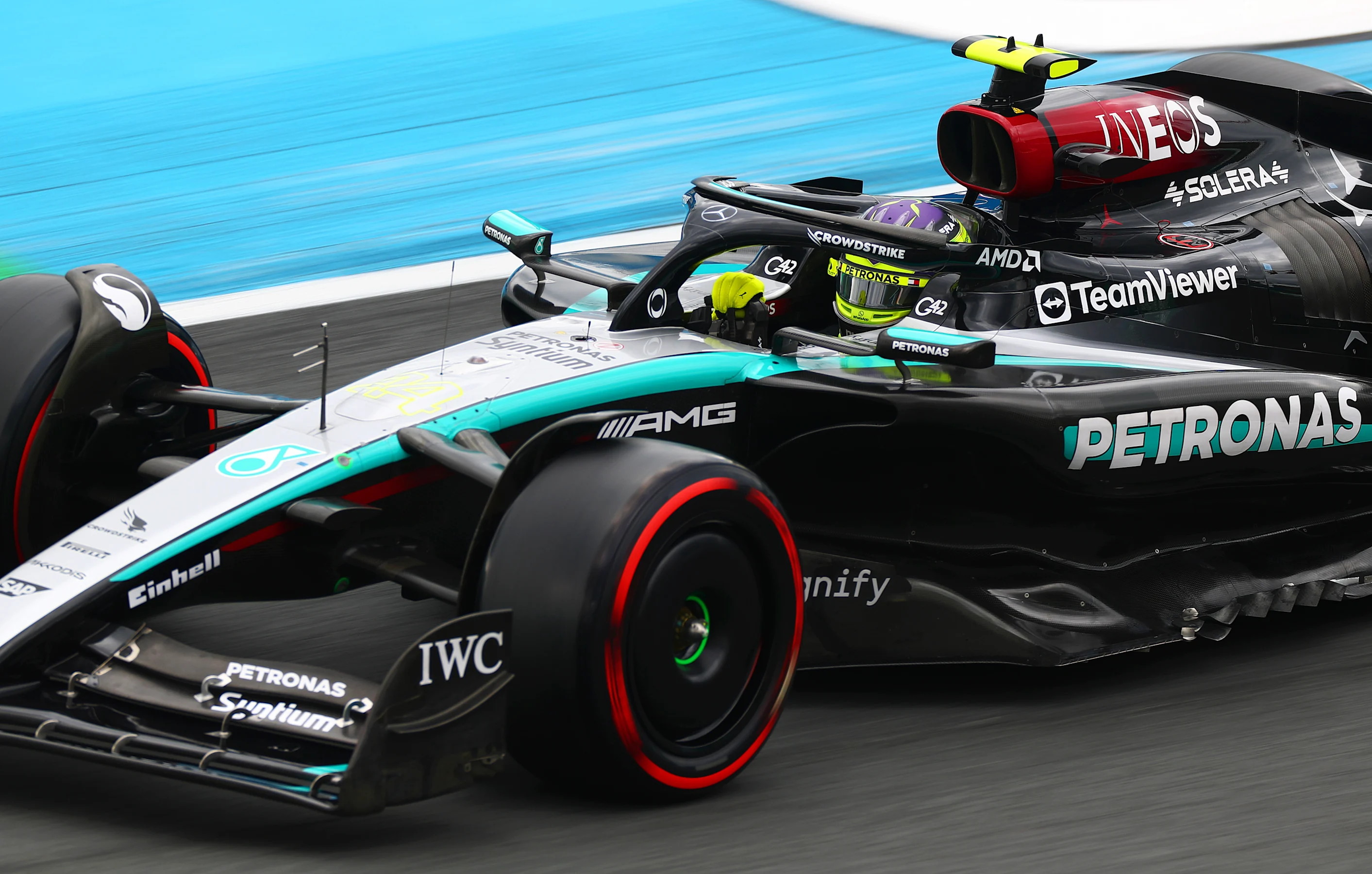 ZANDVOORT, NETHERLANDS - AUGUST 24: Lewis Hamilton of Great Britain driving the (44) Mercedes AMG