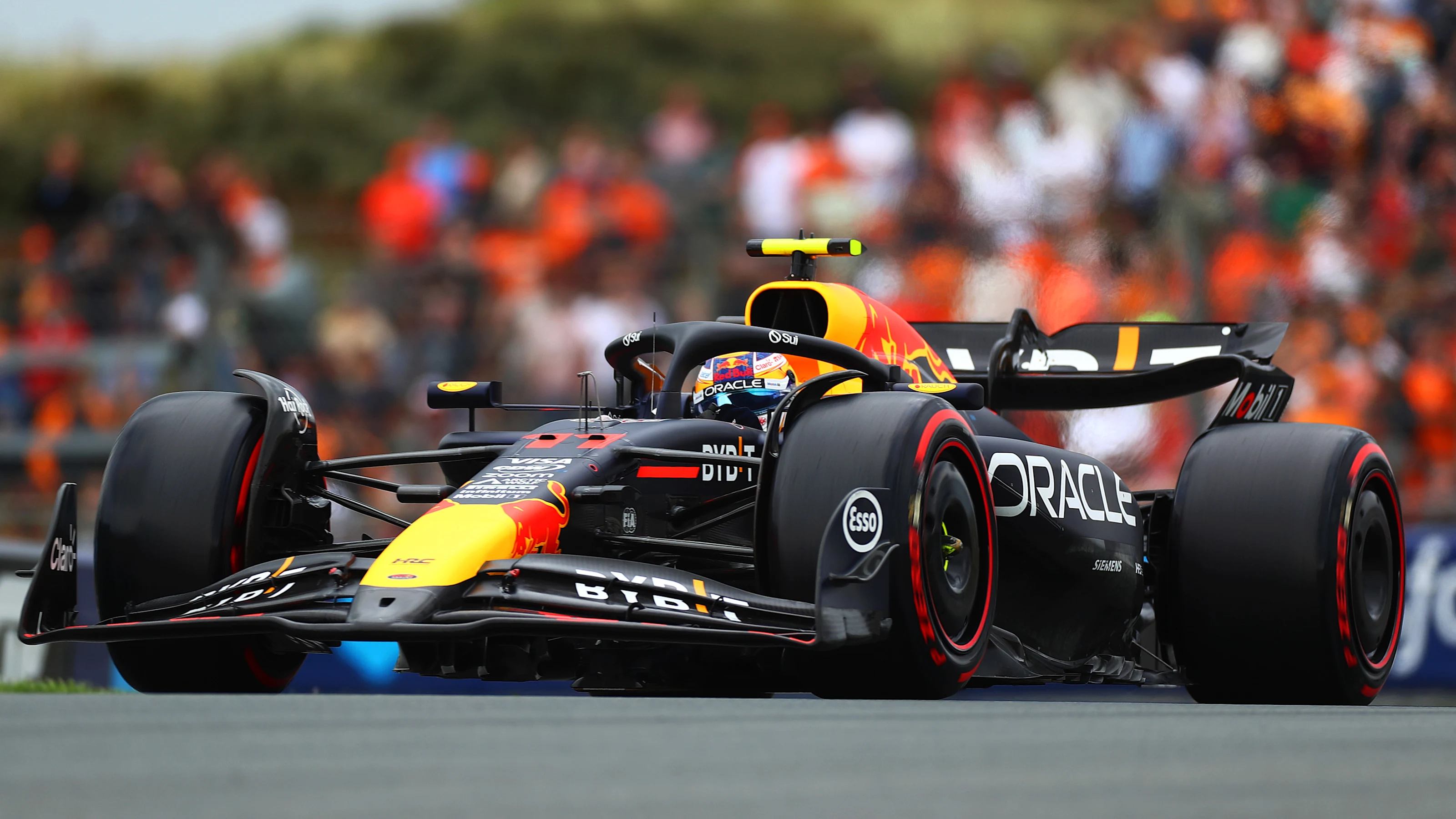 ZANDVOORT, NETHERLANDS - AUGUST 24: Sergio Perez of Mexico driving the (11) Oracle Red Bull Racing