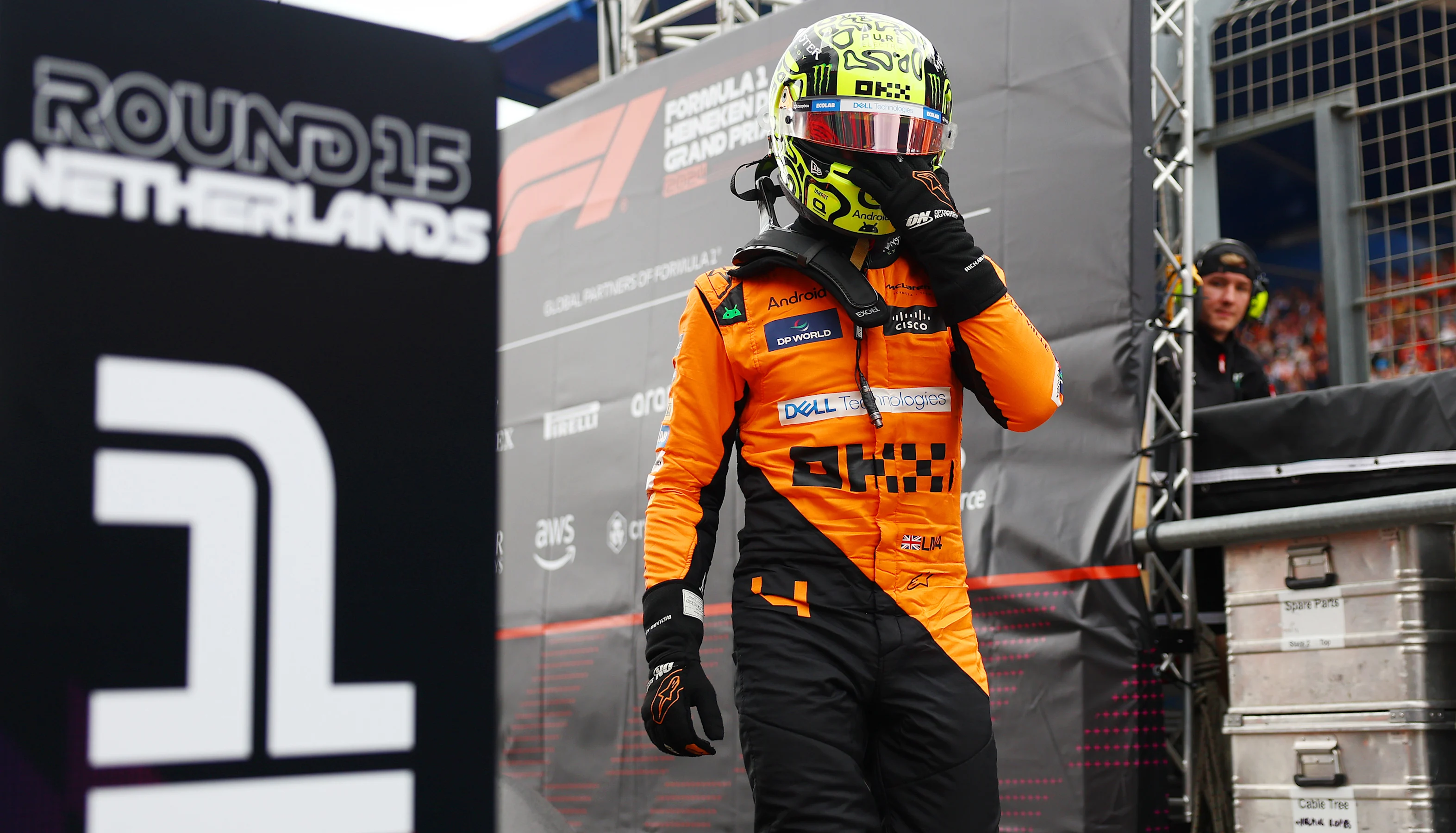 ZANDVOORT, NETHERLANDS - AUGUST 24: Pole position qualifier Lando Norris of Great Britain and