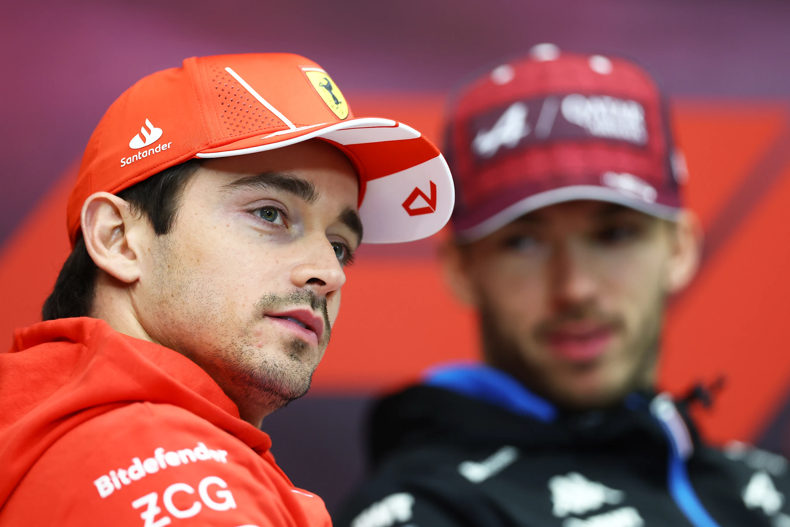 LUSAIL CITY, QATAR - NOVEMBER 28: Charles Leclerc of Monaco and Ferrari attends the Drivers Press