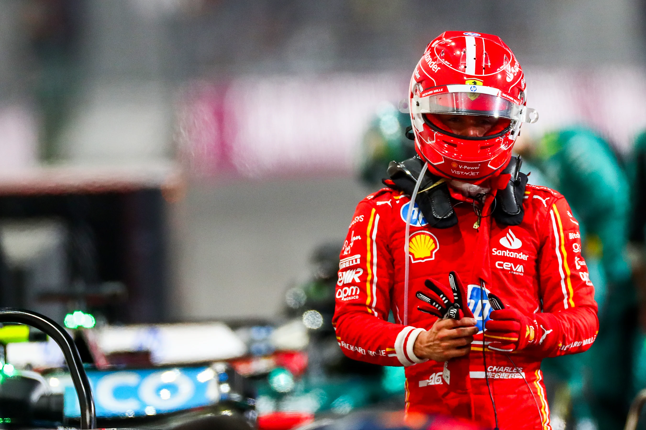 LUSAIL CITY, QATAR - NOVEMBER 30: Charles Leclerc of Ferrari and Monaco in parc ferme during the