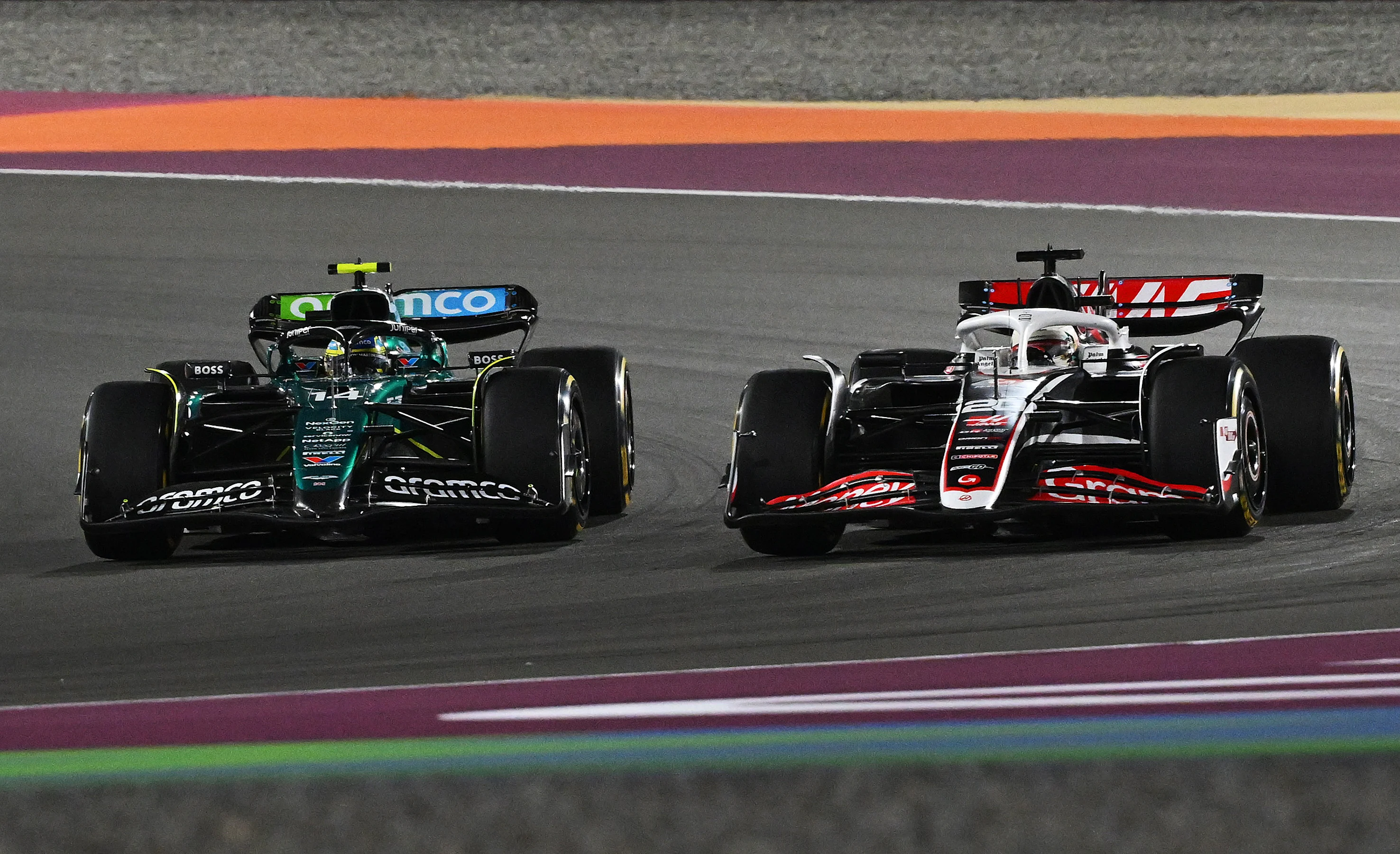 LUSAIL CITY, QATAR - NOVEMBER 30: Fernando Alonso of Spain driving the (14) Aston Martin AMR24