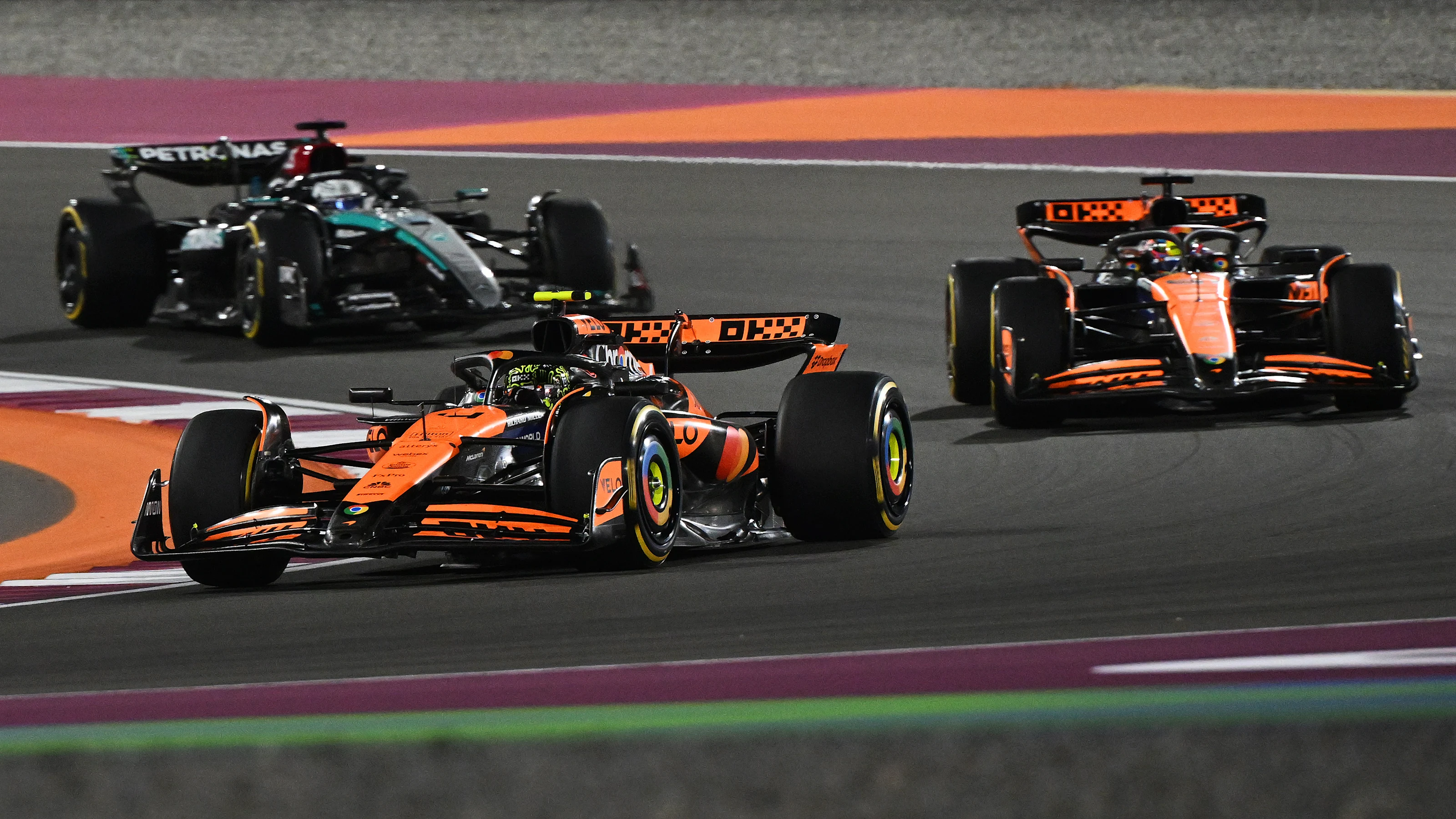 LUSAIL CITY, QATAR - NOVEMBER 30: Lando Norris of Great Britain driving the (4) McLaren MCL38
