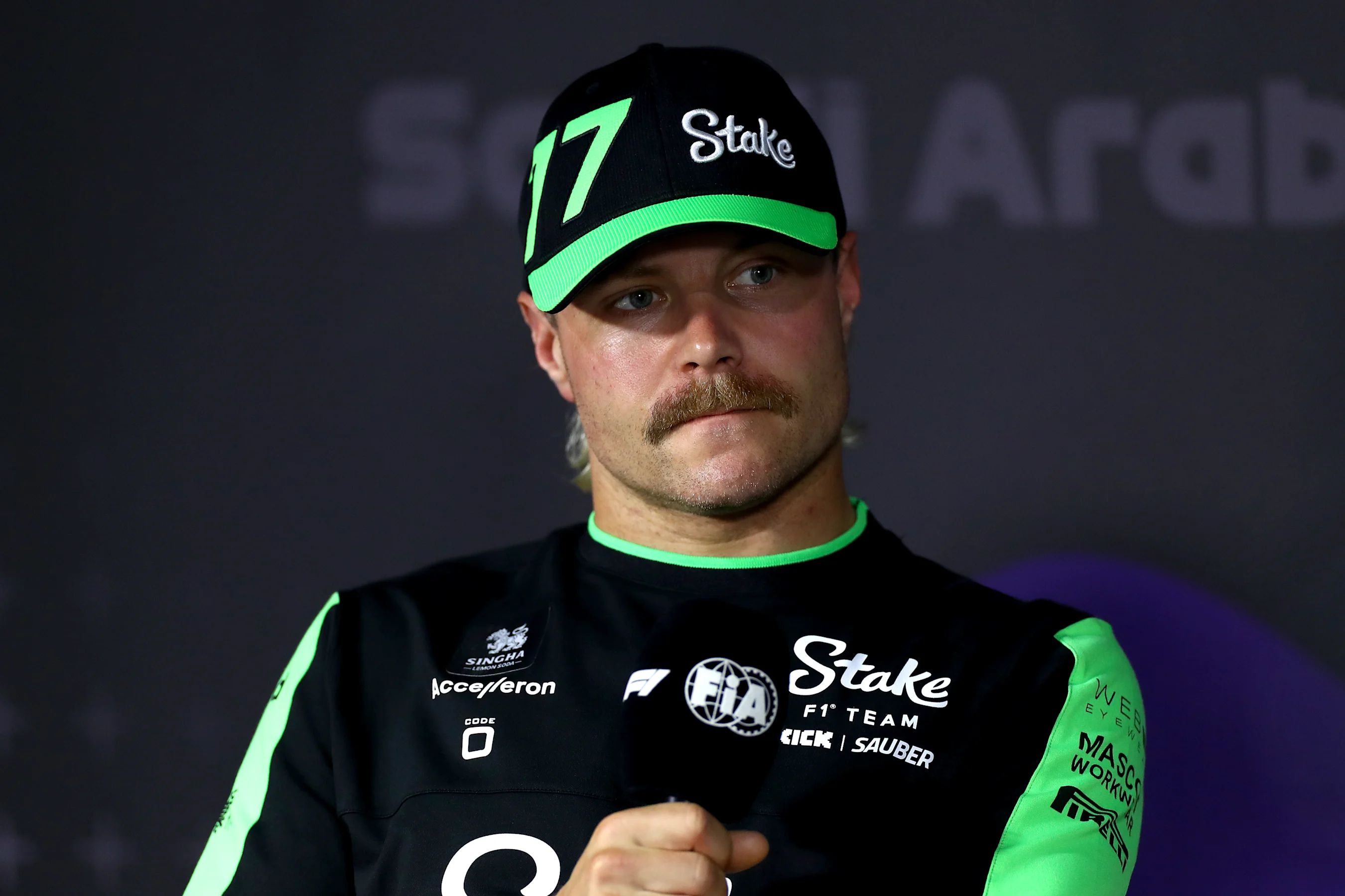 JEDDAH, SAUDI ARABIA - MARCH 06: Valtteri Bottas of Finland and Stake F1 Team Kick Sauber attends