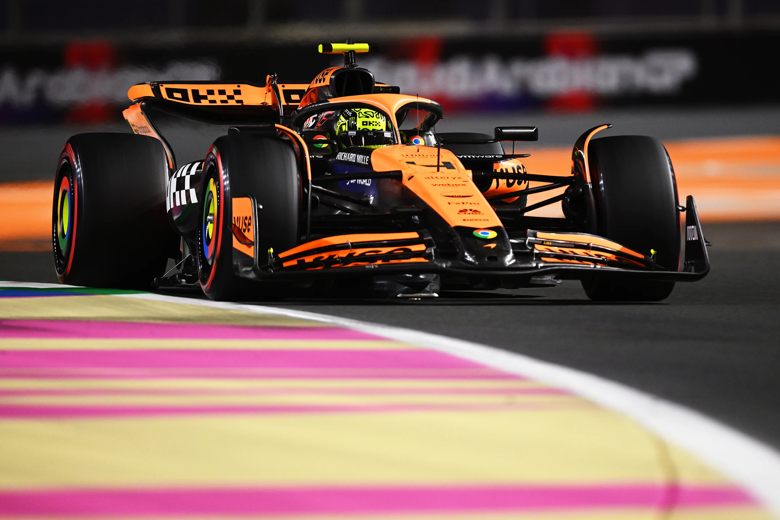 JEDDAH, SAUDI ARABIA - MARCH 08: Lando Norris of Great Britain driving the (4) McLaren MCL38