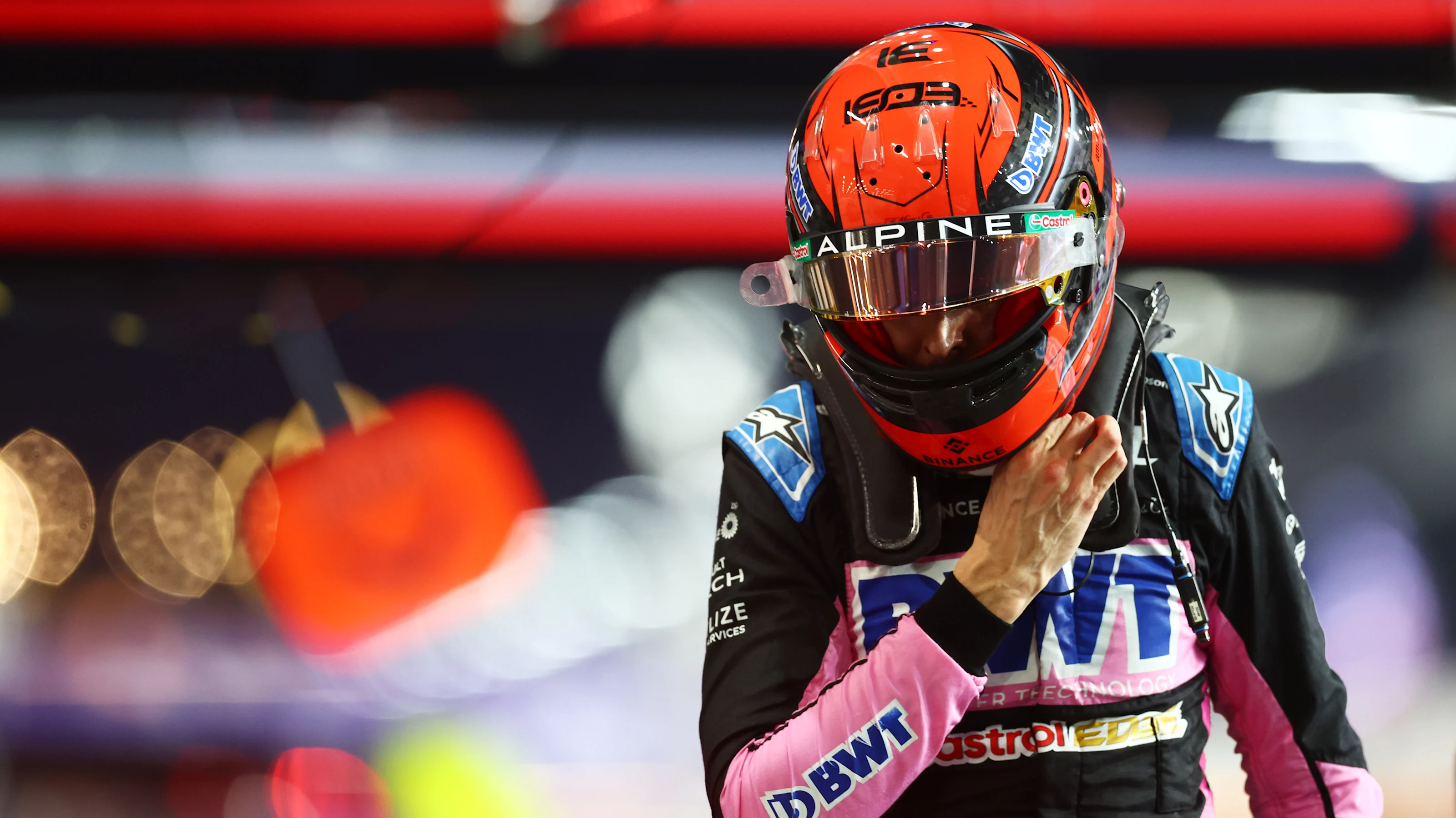 JEDDAH, SAUDI ARABIA - MARCH 08: 17th placed qualifier Esteban Ocon of France and Alpine F1 walks