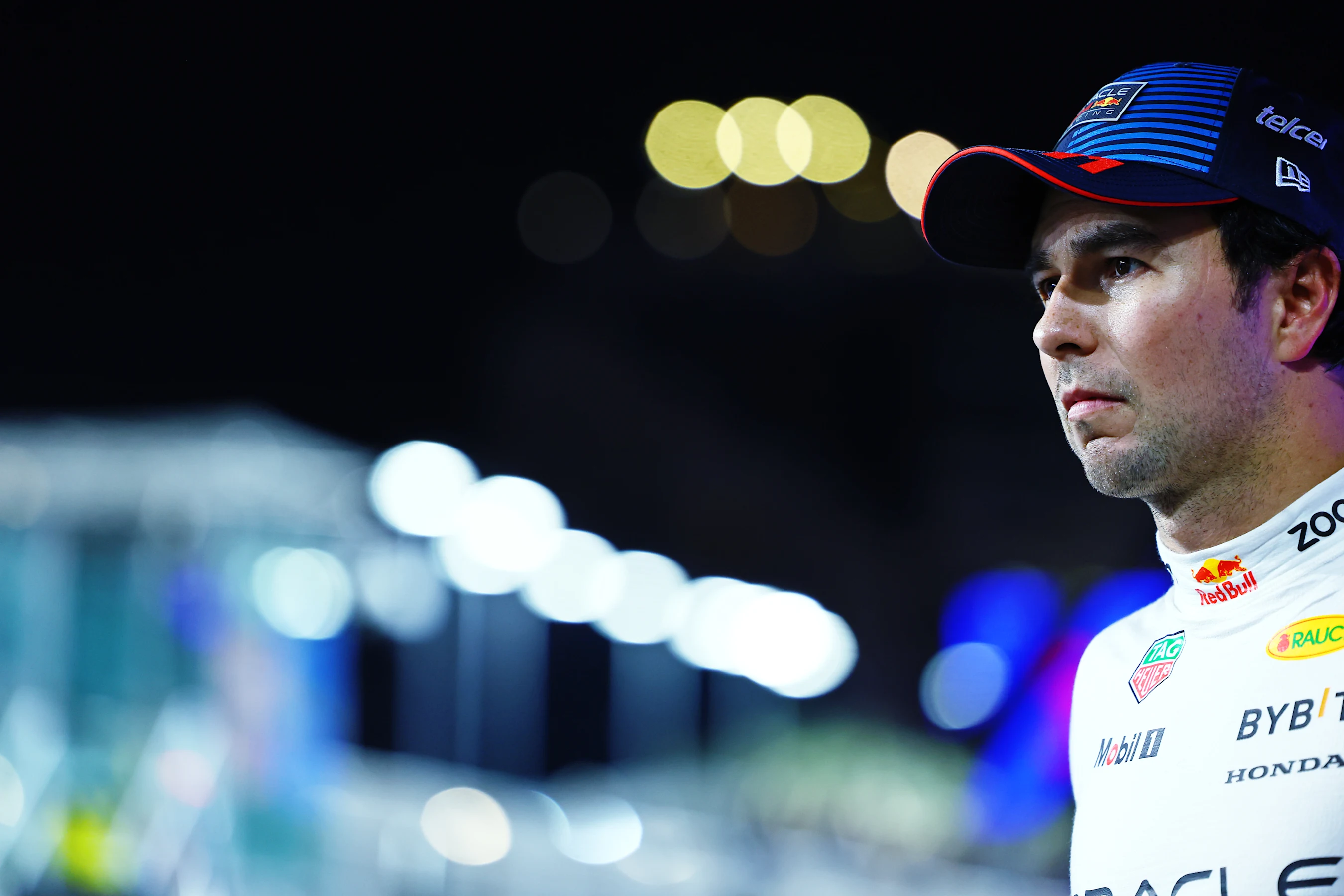 JEDDAH, SAUDI ARABIA - MARCH 08: Third placed qualifier Sergio Perez of Mexico and Oracle Red Bull