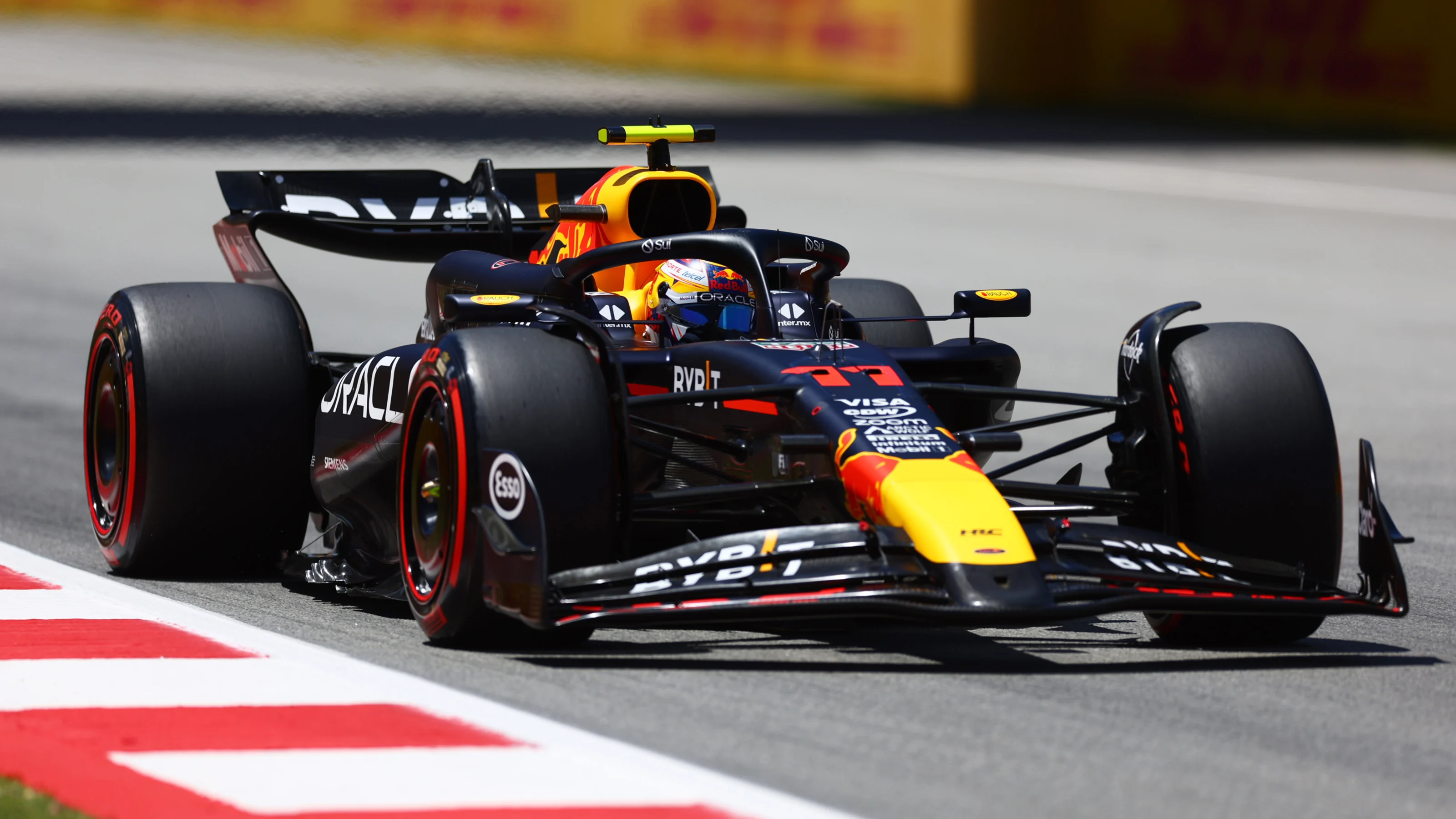 BARCELONA, SPAIN - JUNE 21: Sergio Perez of Mexico driving the (11) Oracle Red Bull Racing RB20 on
