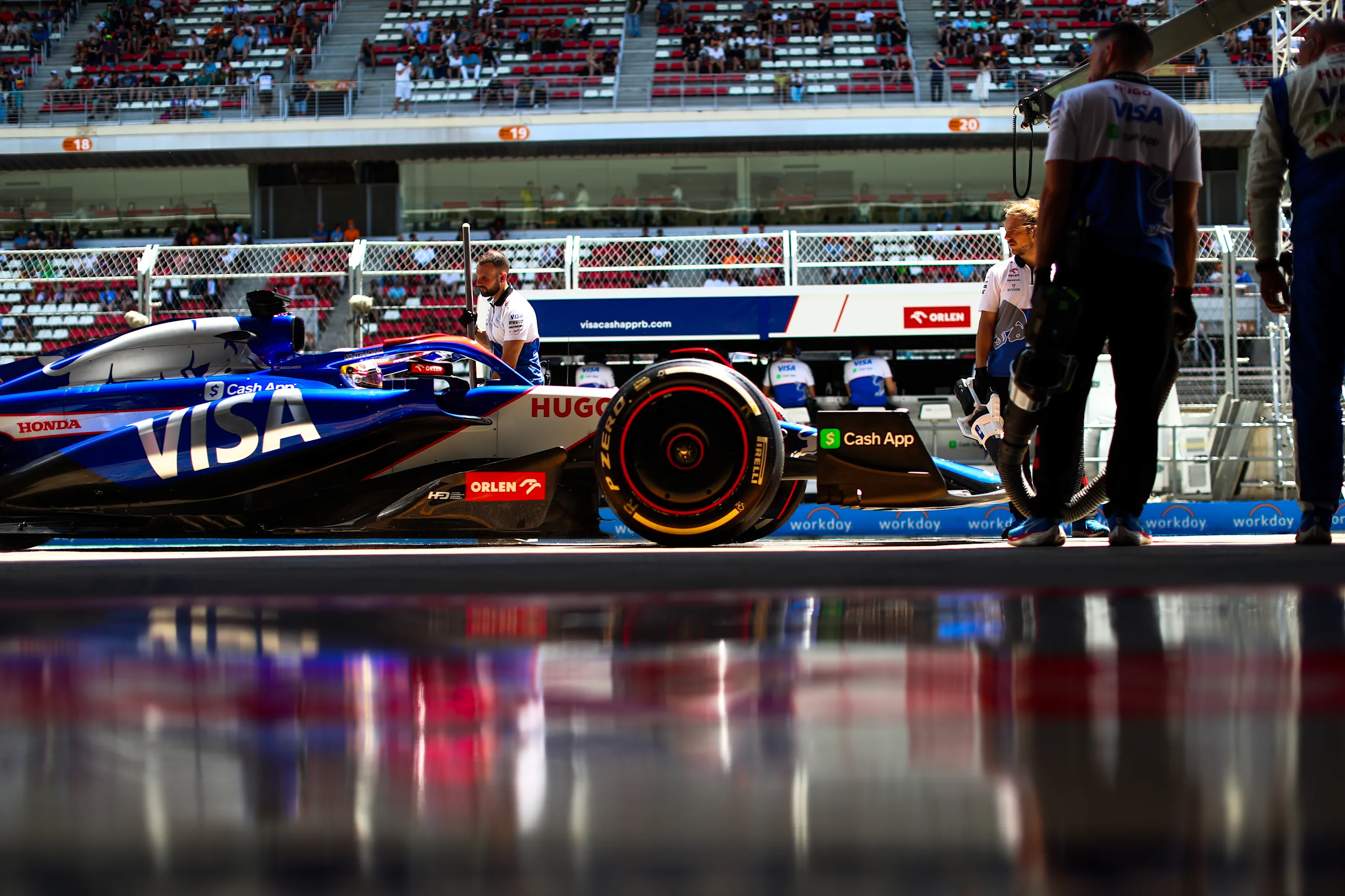 BARCELONA, SPAIN - JUNE 21: Daniel Ricciardo of Visa Cash App RB during practice ahead of the F1