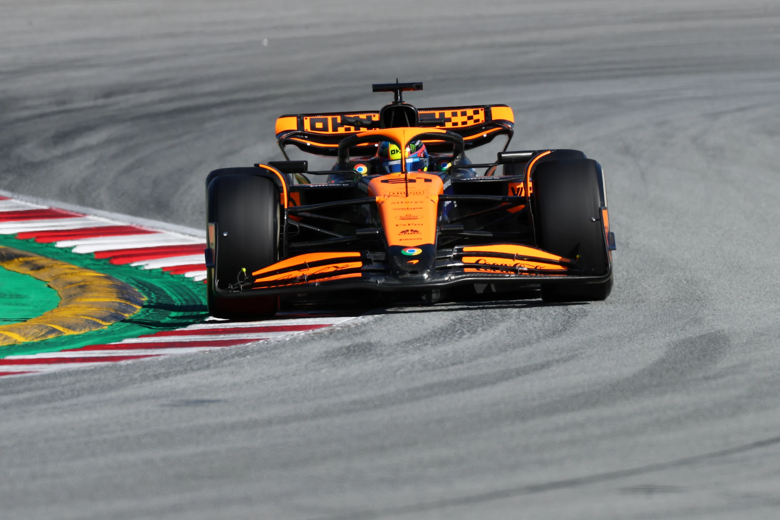 BARCELONA, SPAIN - JUNE 21: Oscar Piastri of Australia driving the (81) McLaren MCL38 Mercedes on