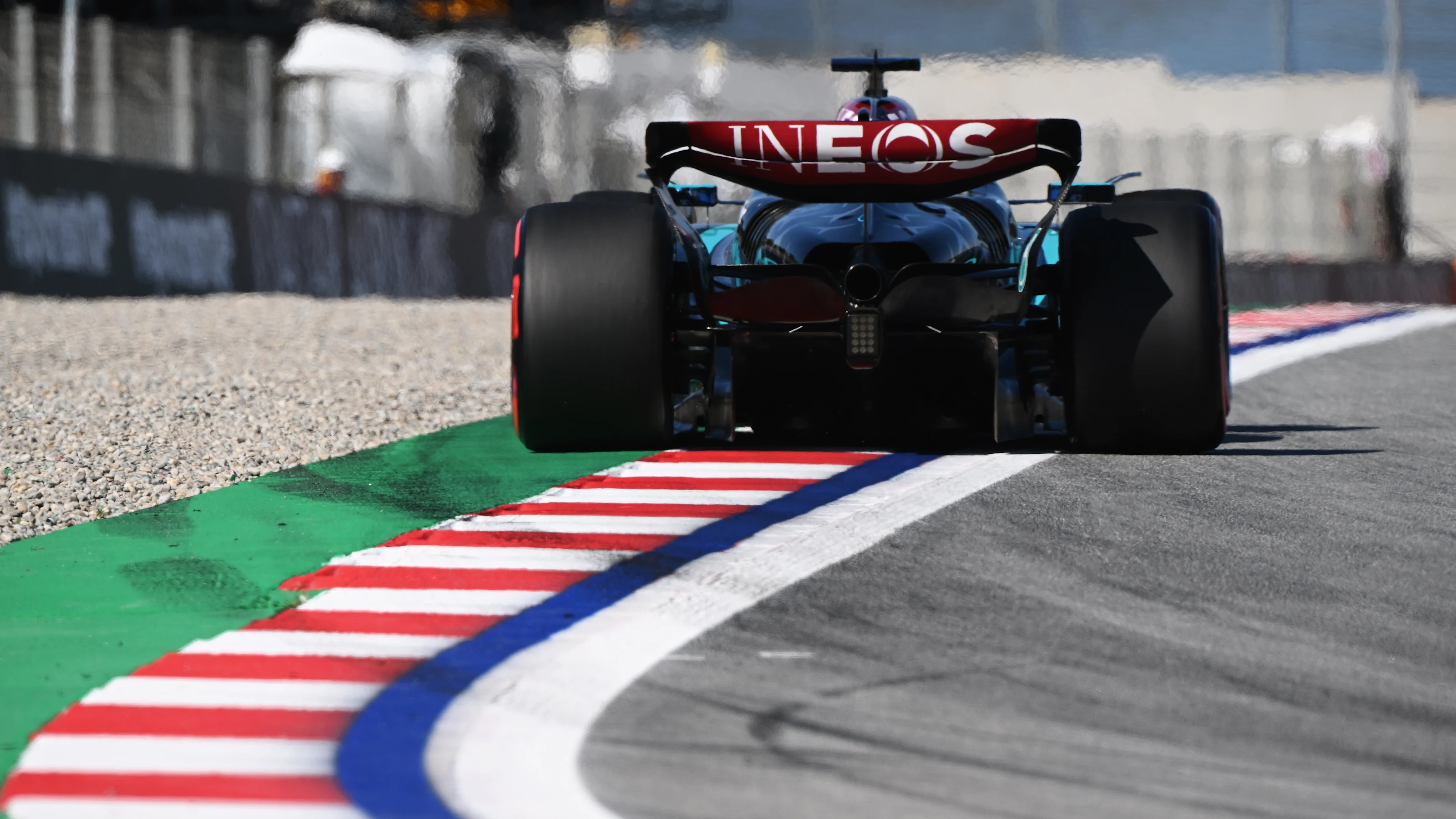 BARCELONA, SPAIN - JUNE 21: George Russell of Great Britain driving the (63) Mercedes AMG Petronas