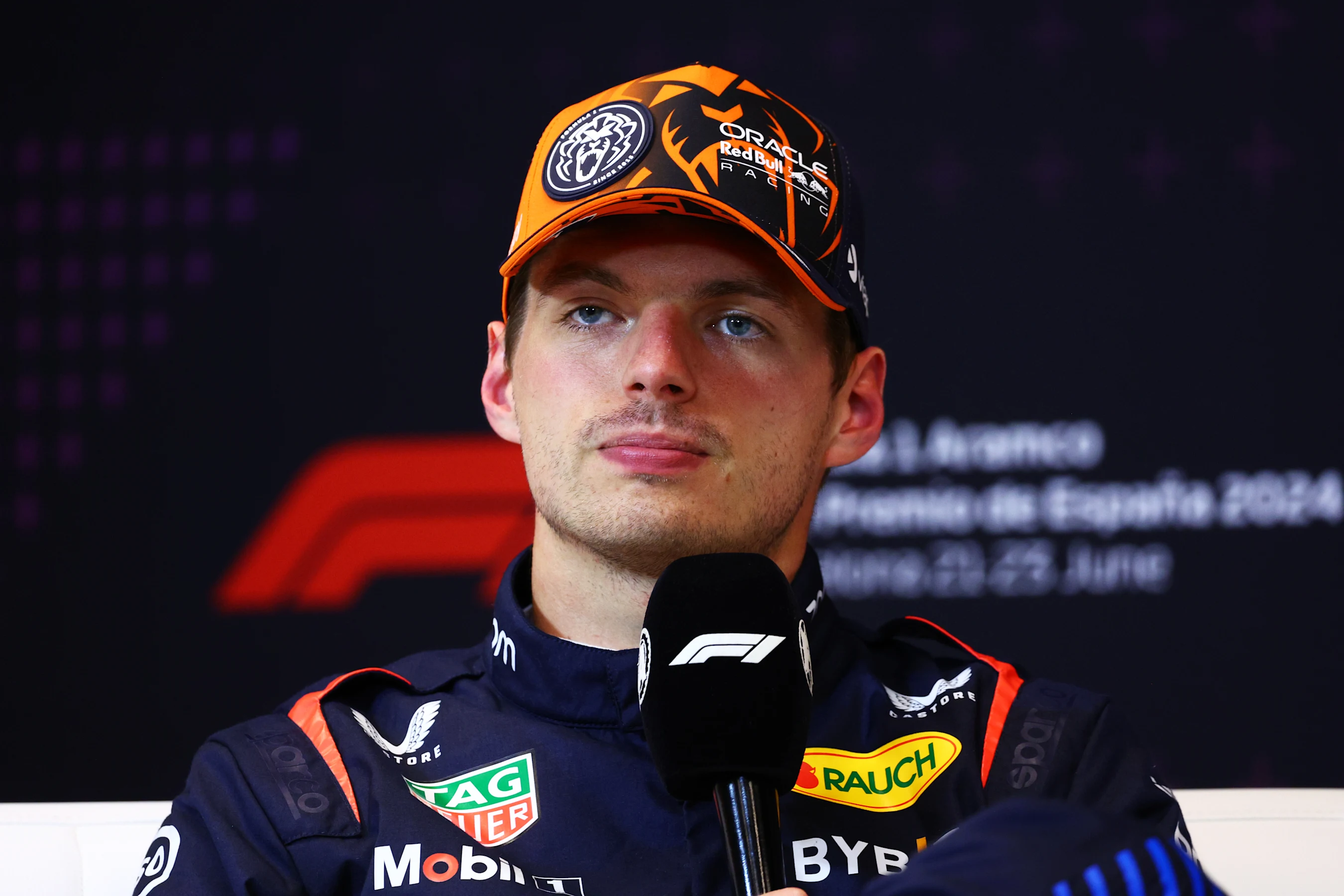 BARCELONA, SPAIN - JUNE 22: Second placed qualifier Max Verstappen of the Netherlands and Oracle