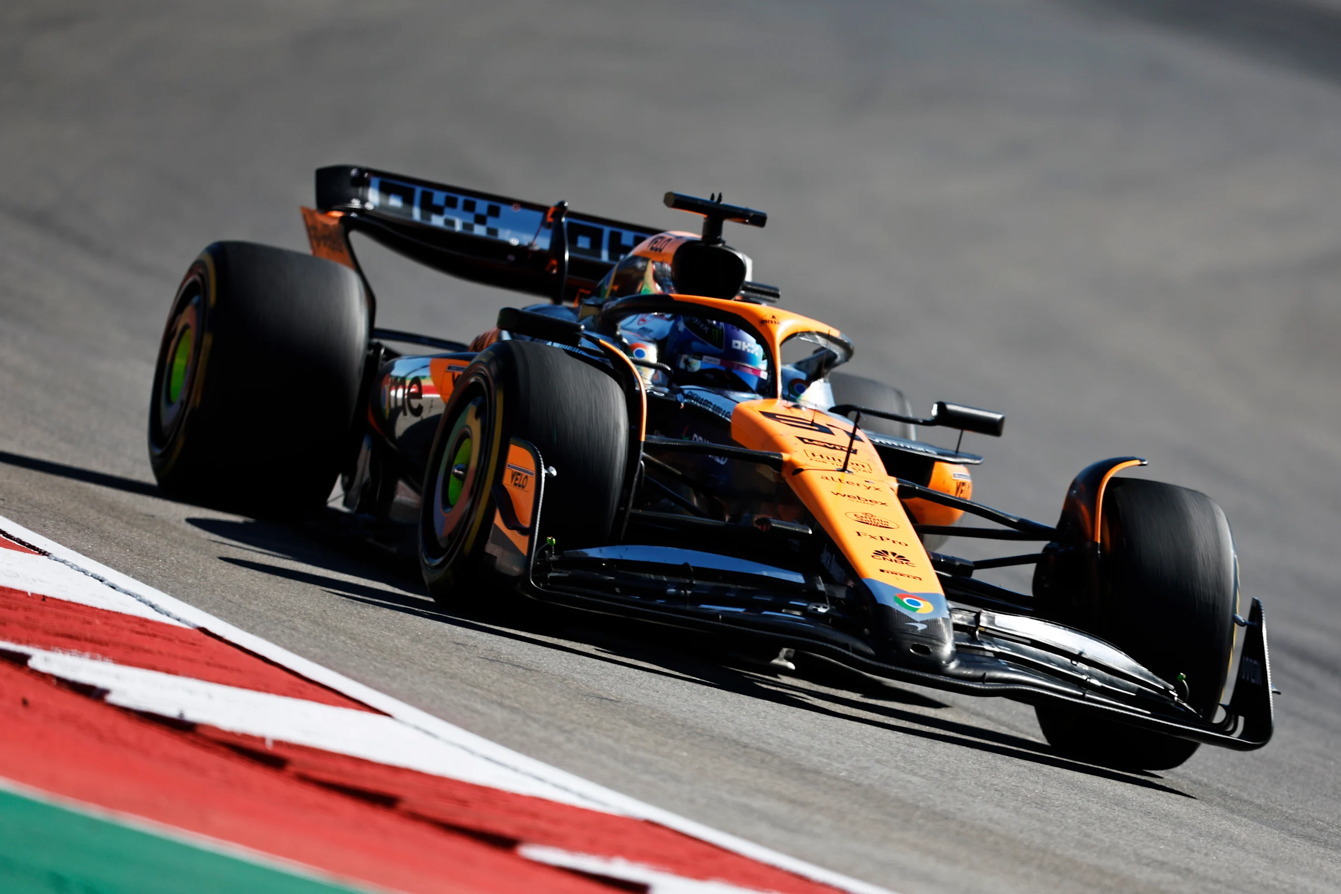 AUSTIN, TEXAS - OCTOBER 20: Oscar Piastri of Australia driving the (81) McLaren MCL38 Mercedes on