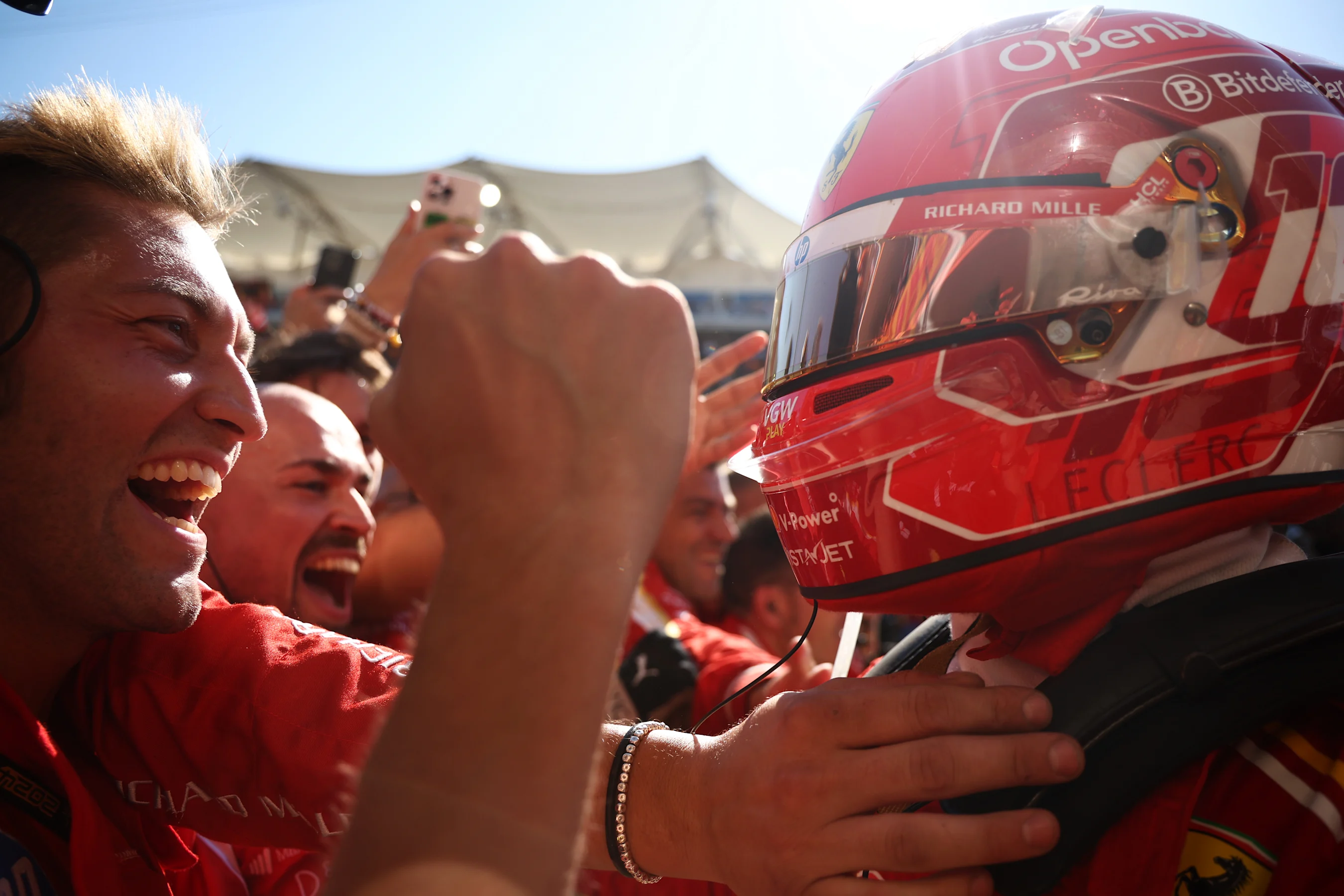 AUSTIN, TEXAS - OCTOBER 20: Race winner Charles Leclerc of Monaco and Ferrari celebrates with his