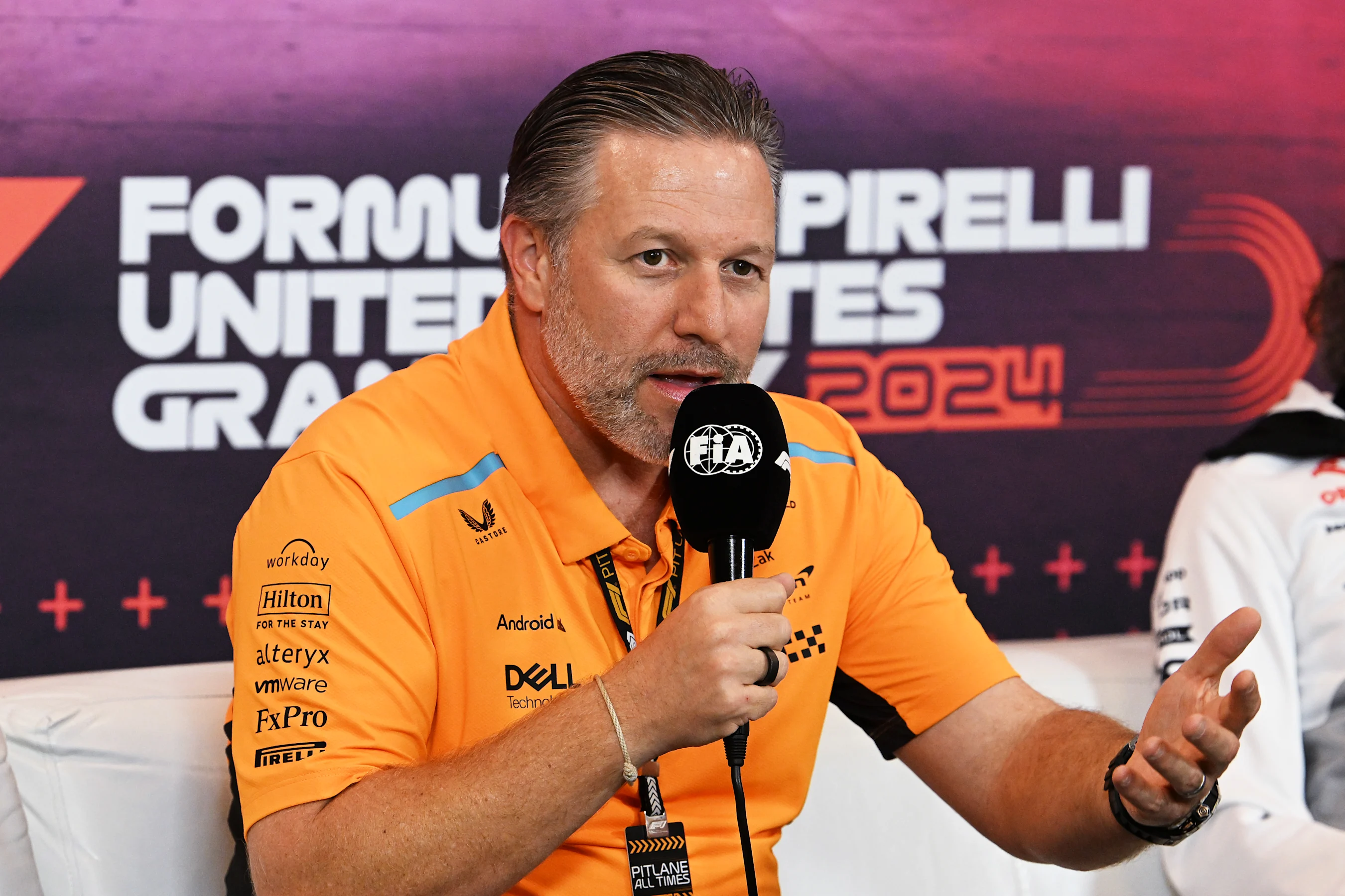 AUSTIN, TEXAS - OCTOBER 18: McLaren Chief Executive Officer Zak Brown attends the Team Principals