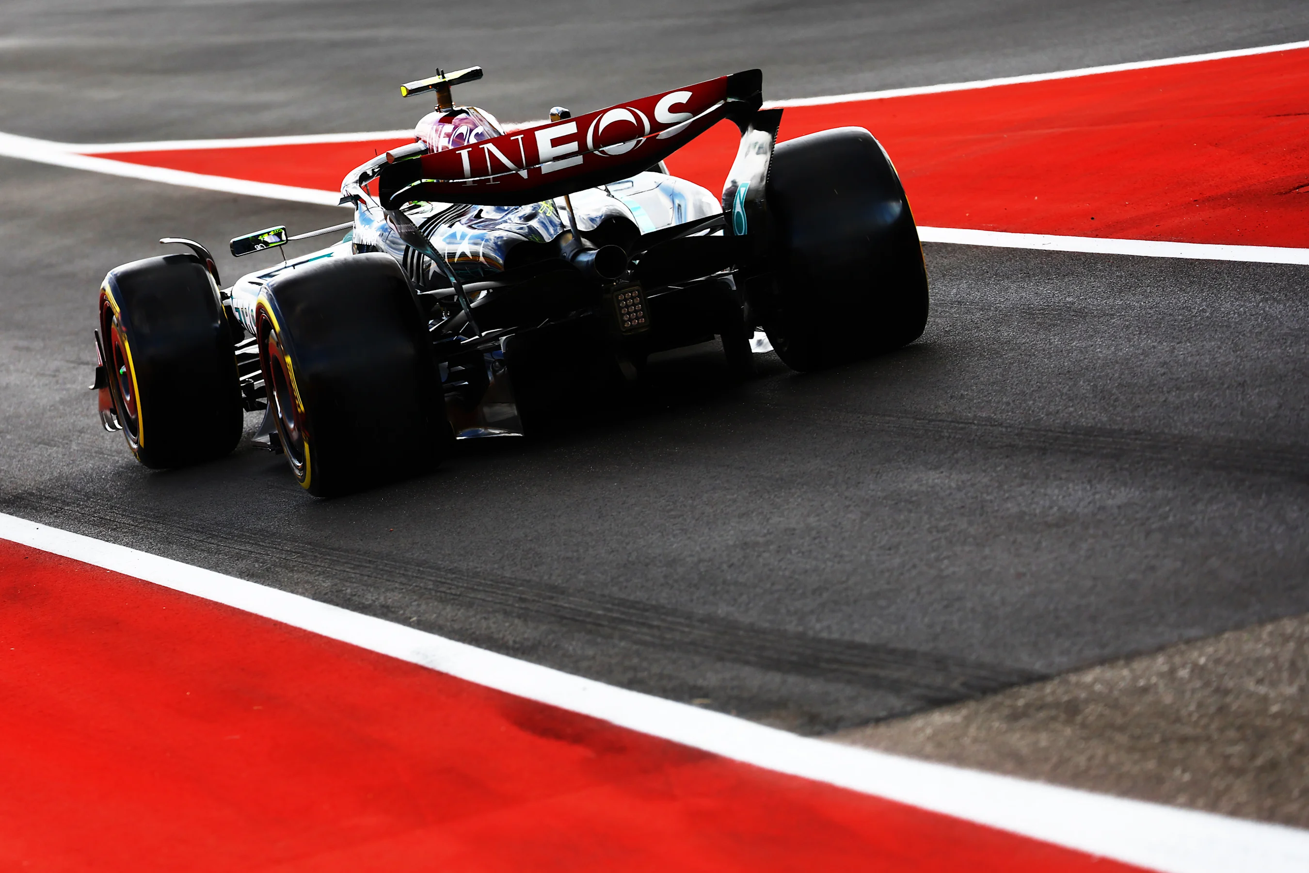 AUSTIN, TEXAS - OCTOBER 18: Lewis Hamilton of Great Britain driving the (44) Mercedes AMG Petronas