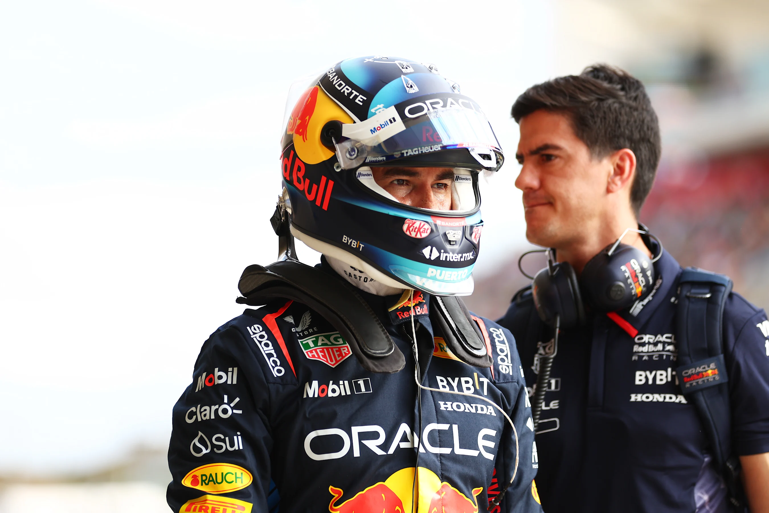 AUSTIN, TEXAS - OCTOBER 18: 11th placed qualifier Sergio Perez of Mexico and Oracle Red Bull Racing