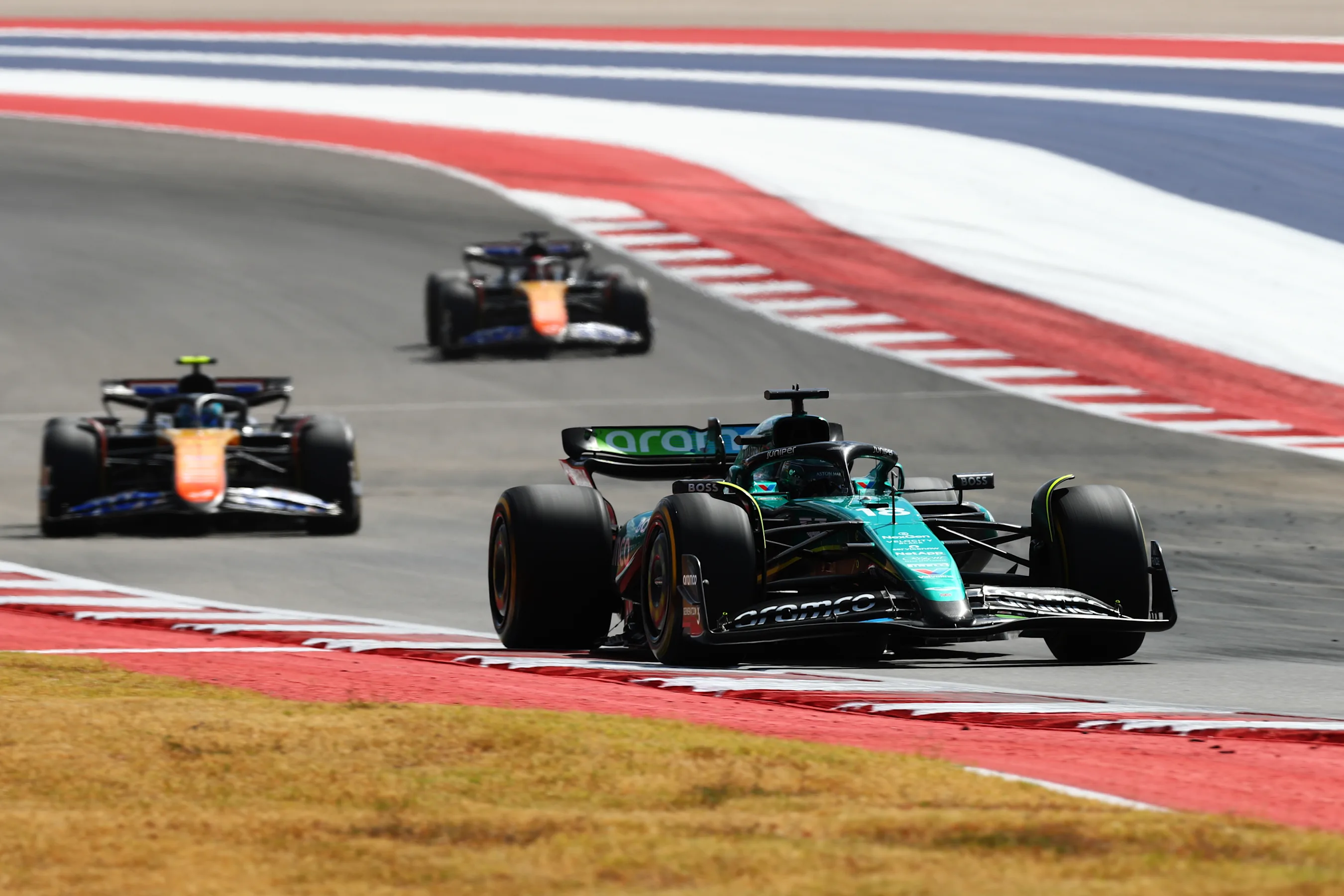 AUSTIN, TEXAS - OCTOBER 19: Lance Stroll of Canada driving the (18) Aston Martin AMR24 Mercedes